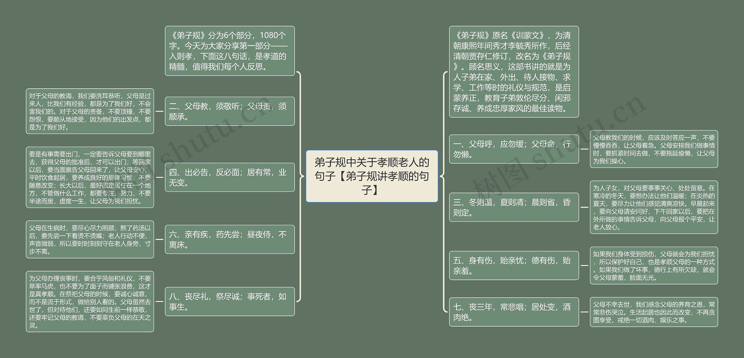 弟子规中关于孝顺老人的句子【弟子规讲孝顺的句子】思维导图