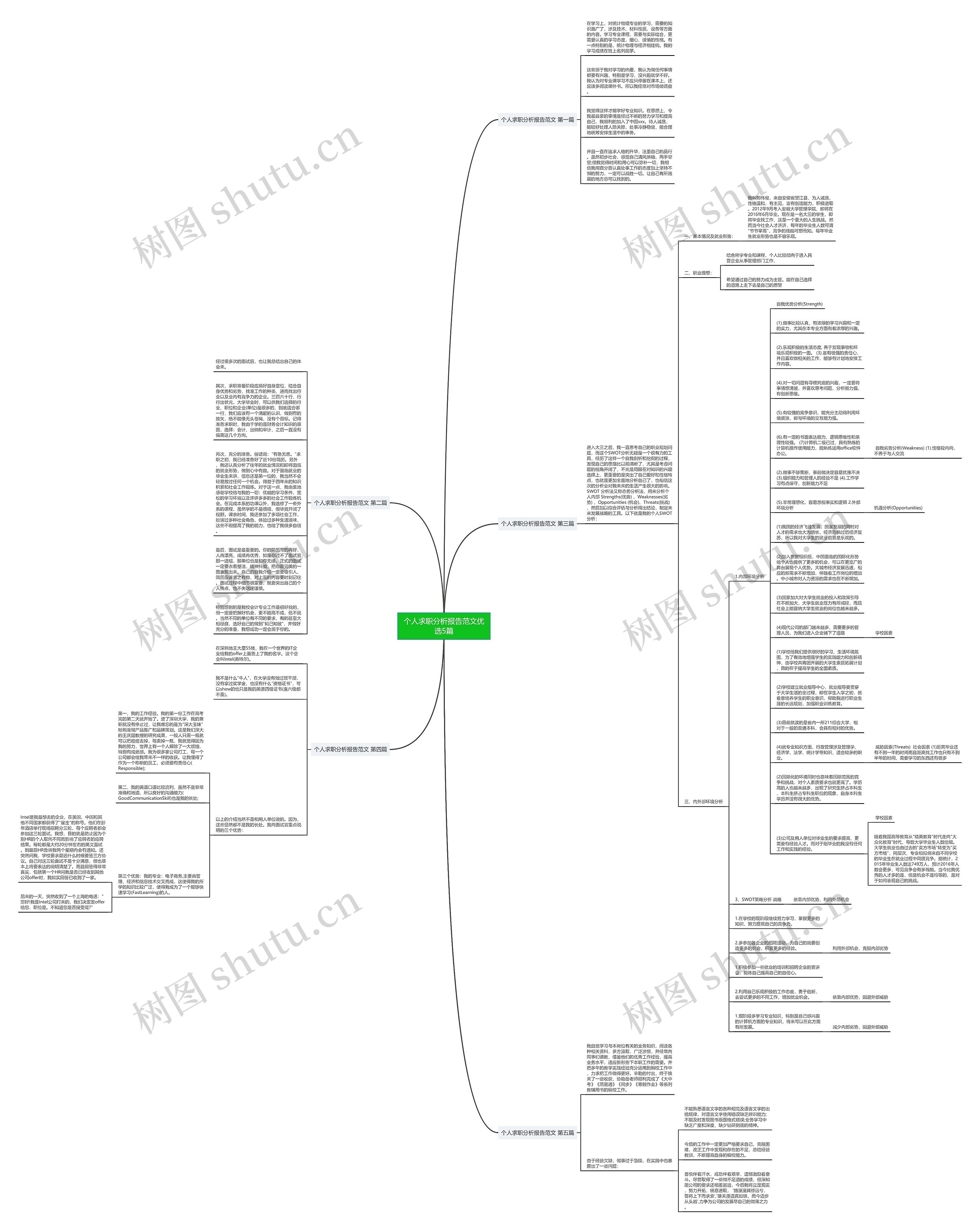 个人求职分析报告范文优选5篇思维导图