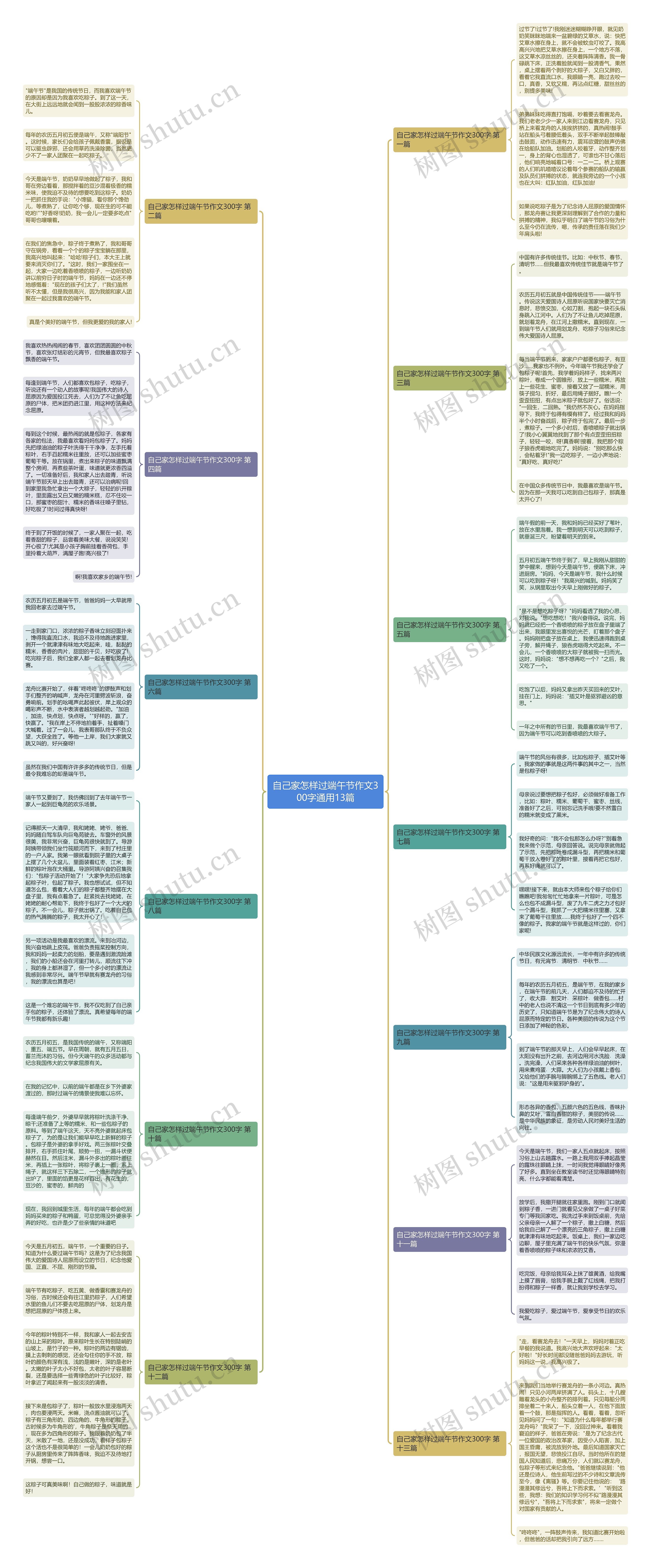 自己家怎样过端午节作文300字通用13篇思维导图