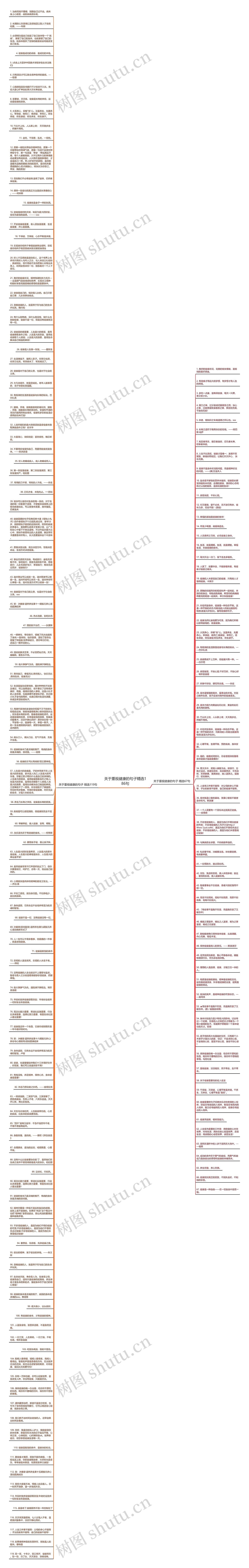 关于重视健康的句子精选186句思维导图