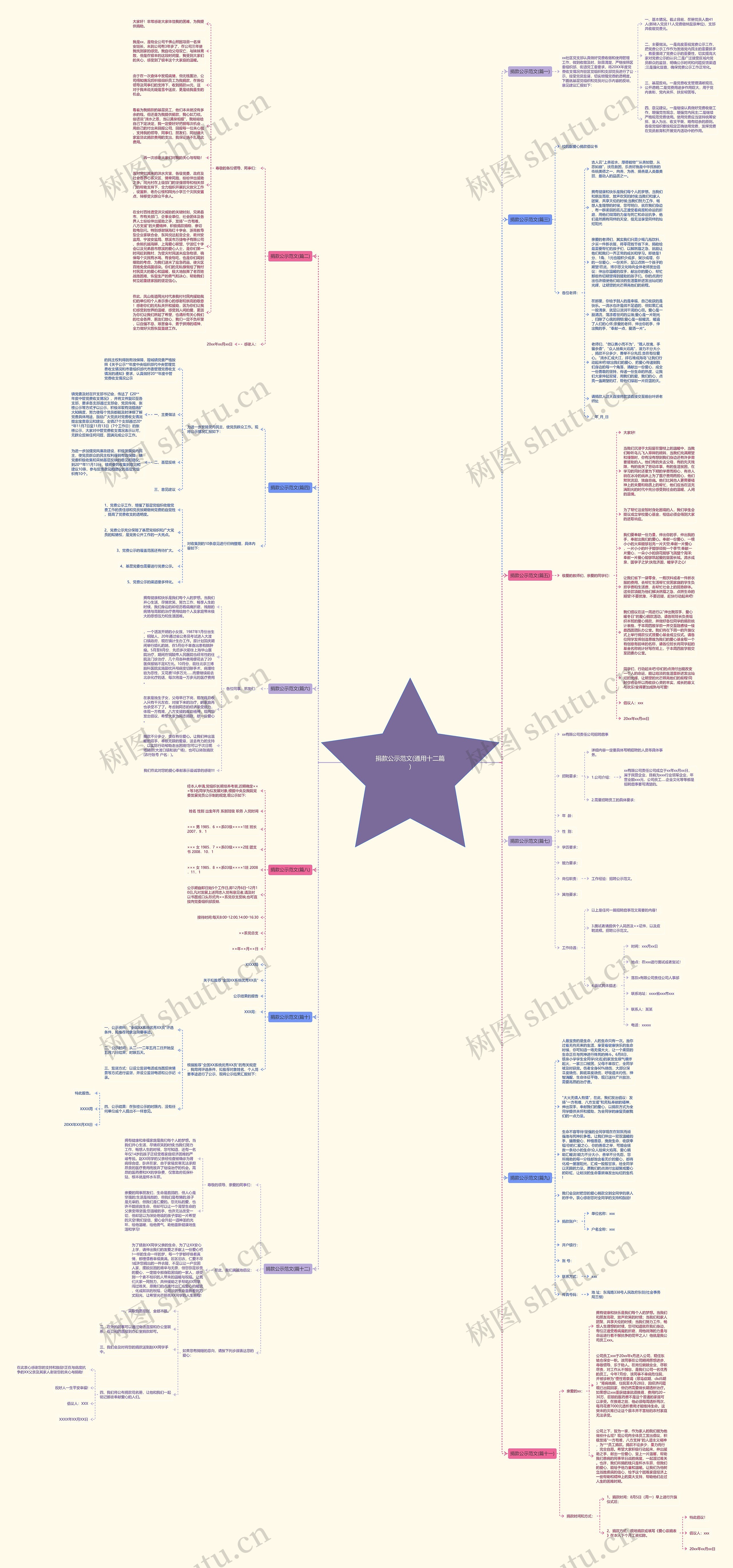 捐款公示范文(通用十二篇)思维导图