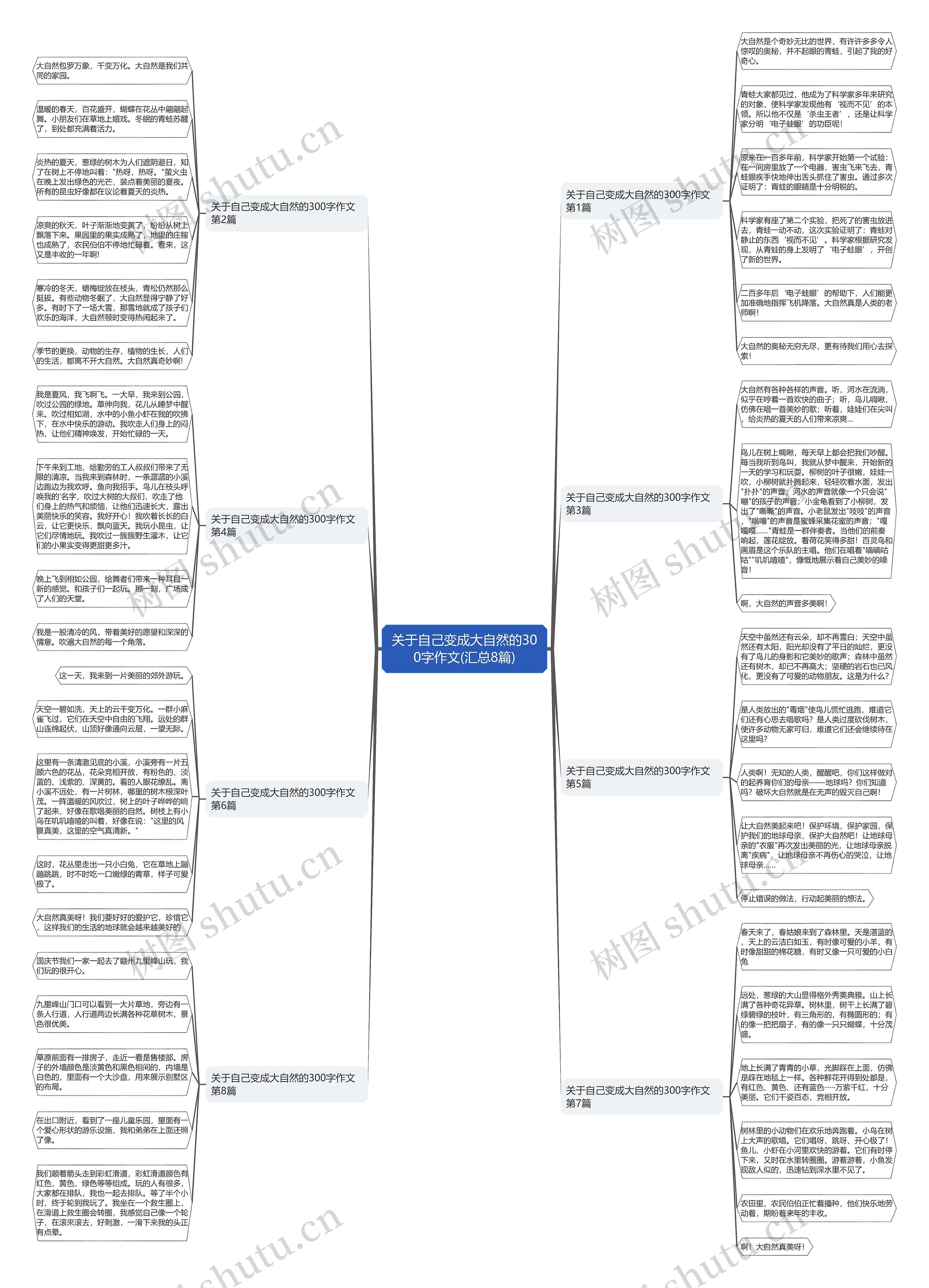 关于自己变成大自然的300字作文(汇总8篇)思维导图
