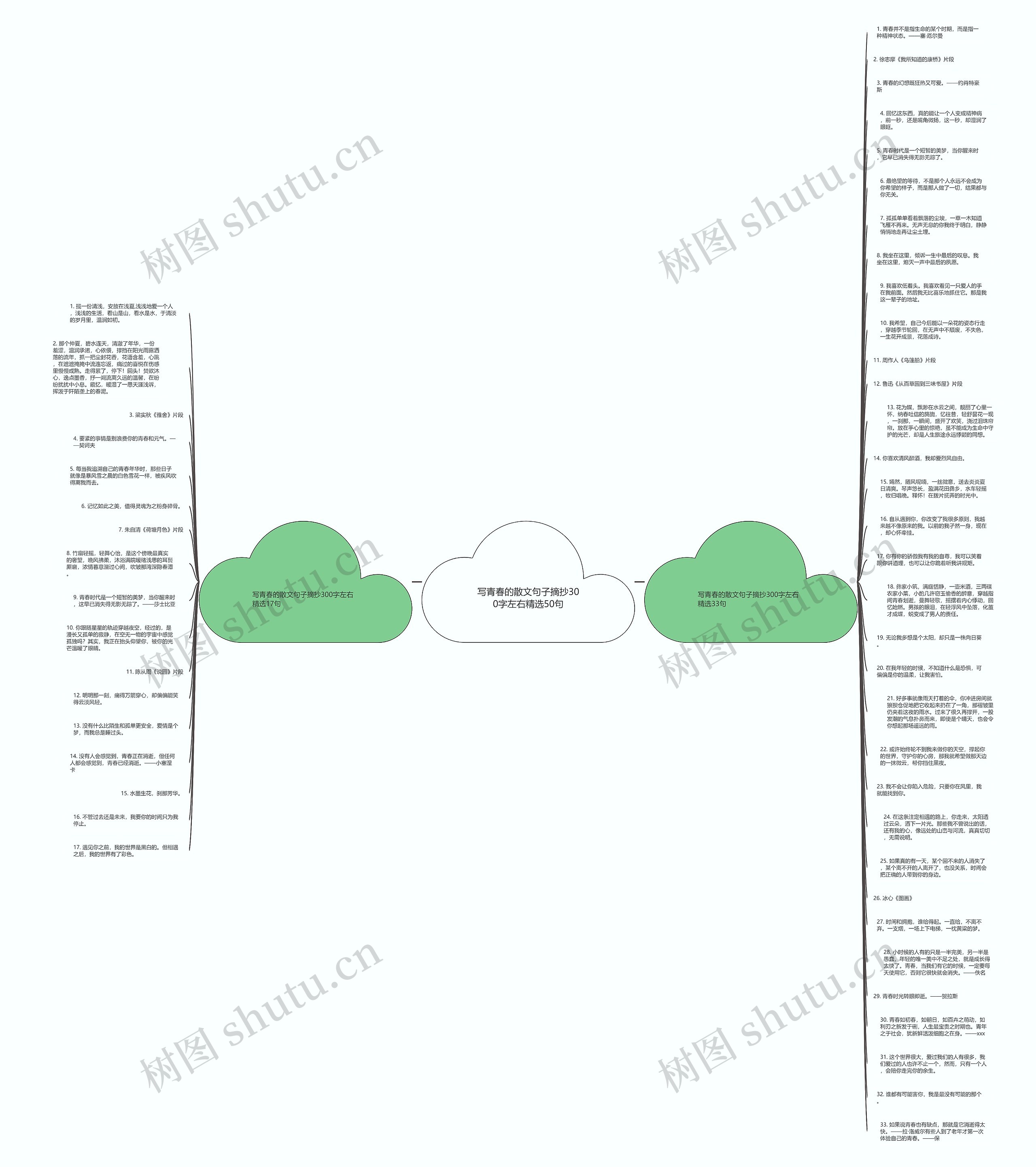 写青春的散文句子摘抄300字左右精选50句思维导图