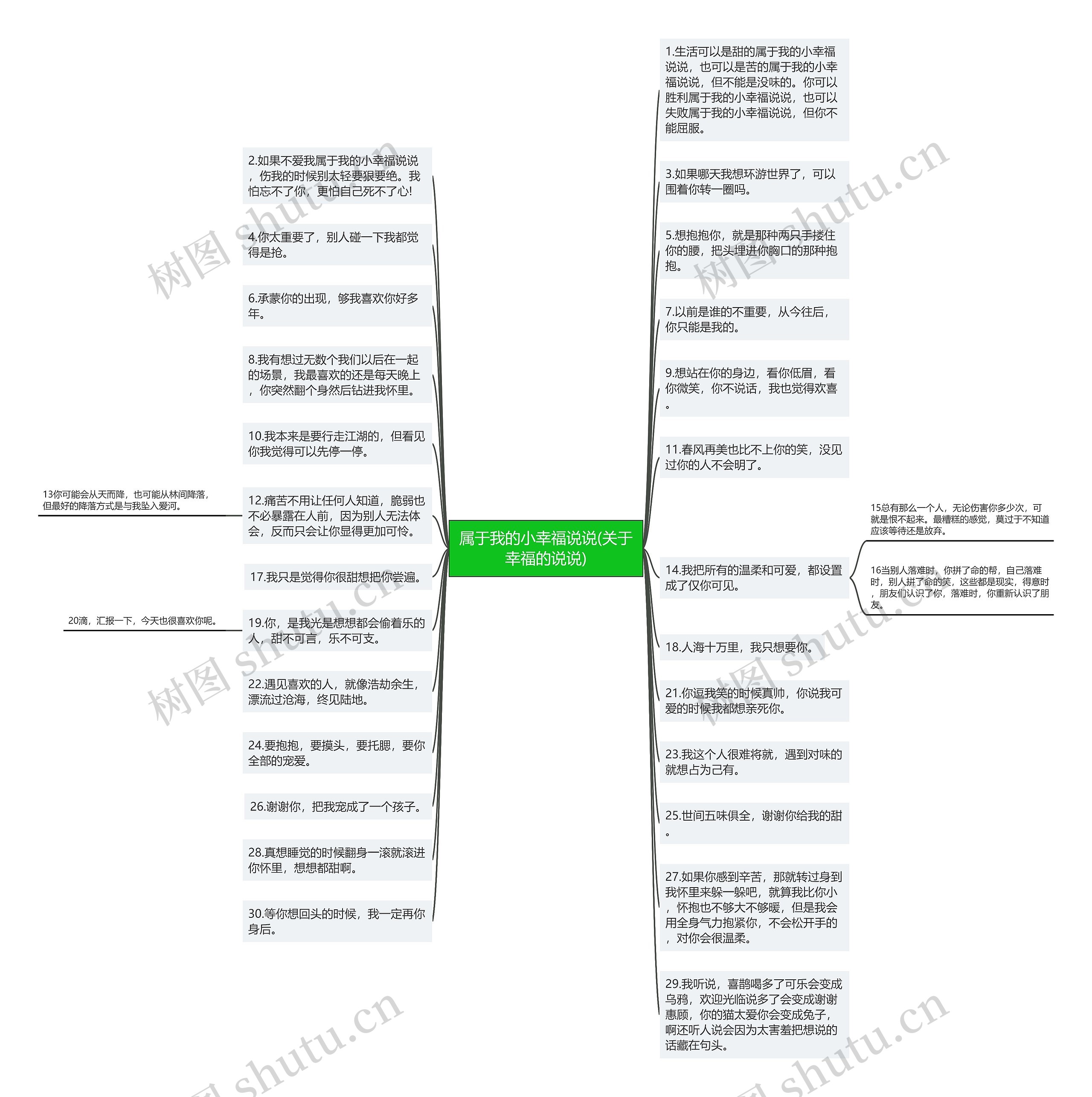 属于我的小幸福说说(关于幸福的说说)思维导图