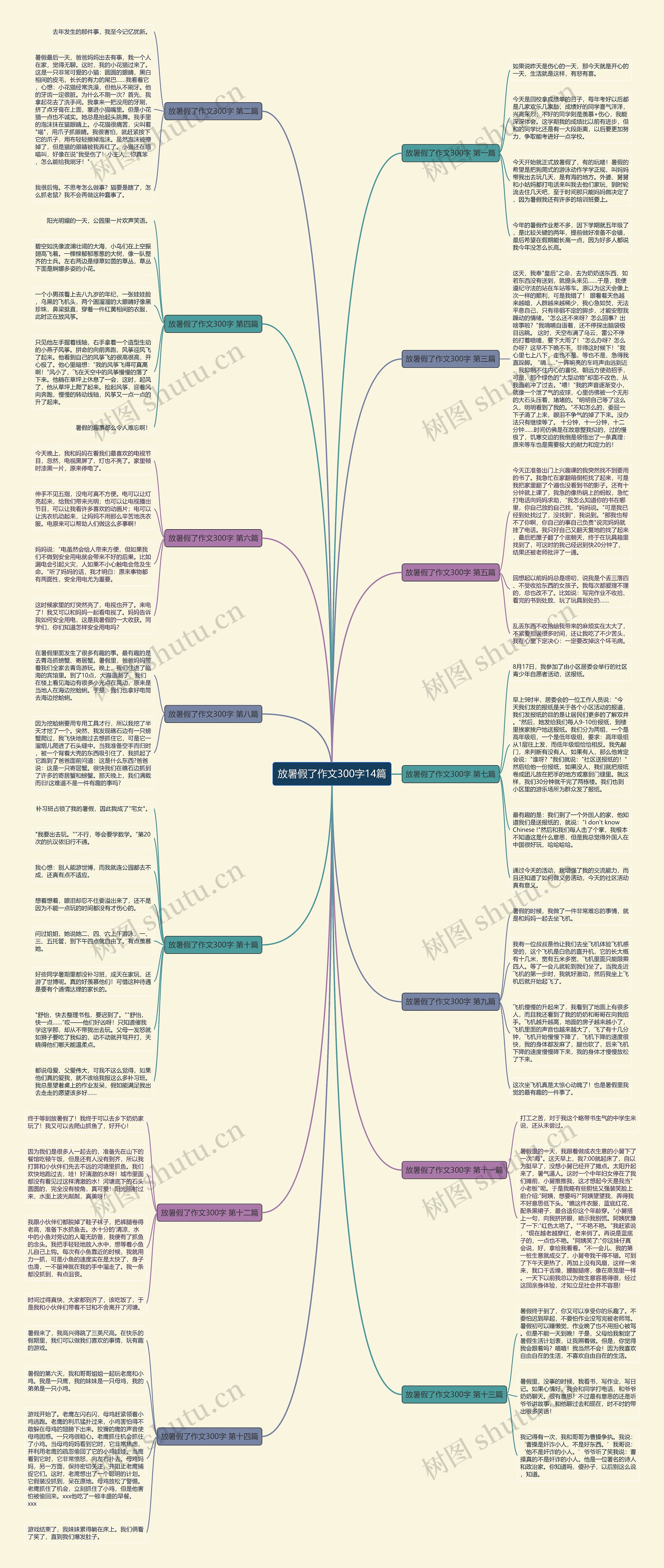 放暑假了作文300字14篇思维导图