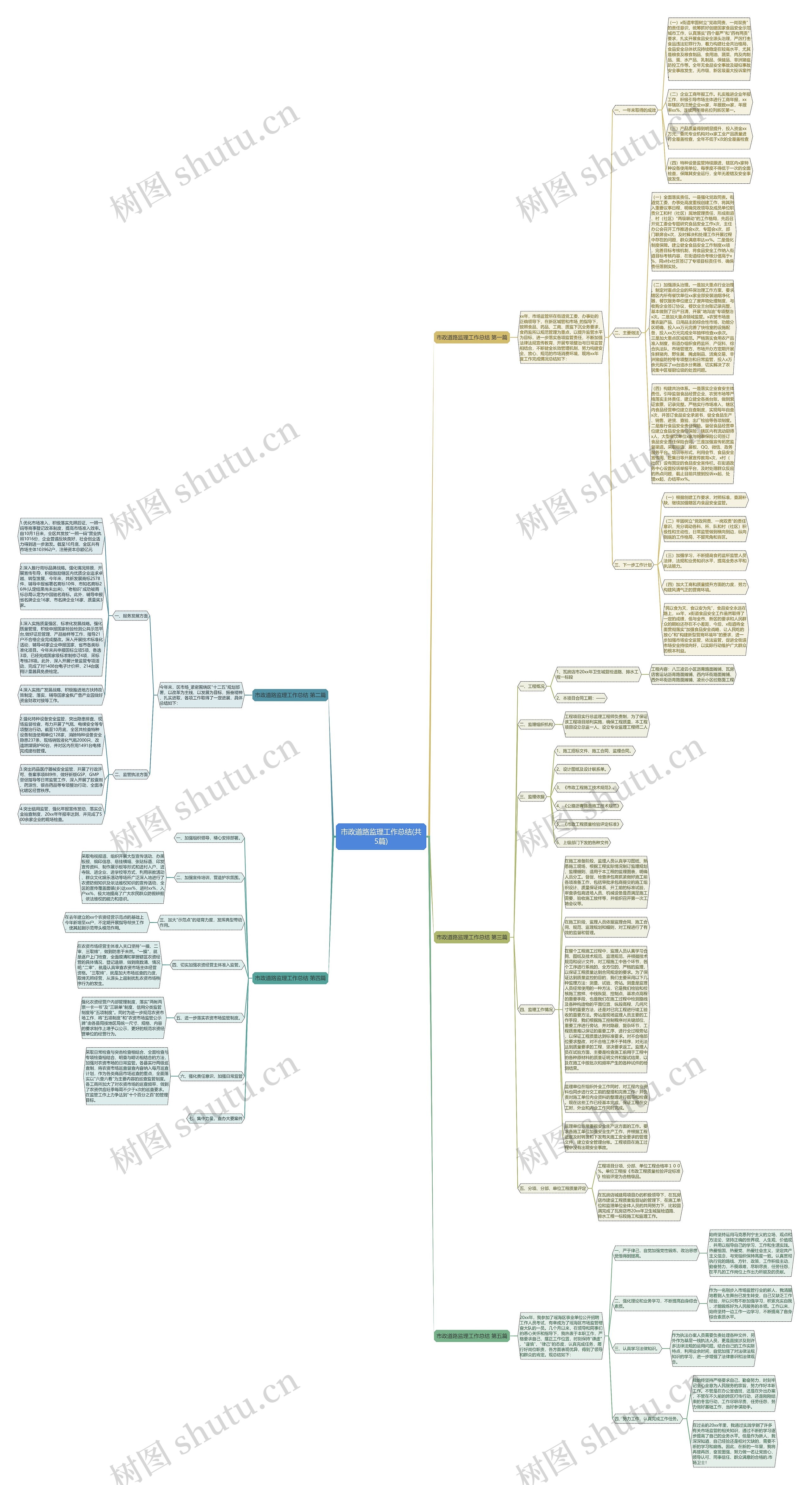 市政道路监理工作总结(共5篇)思维导图