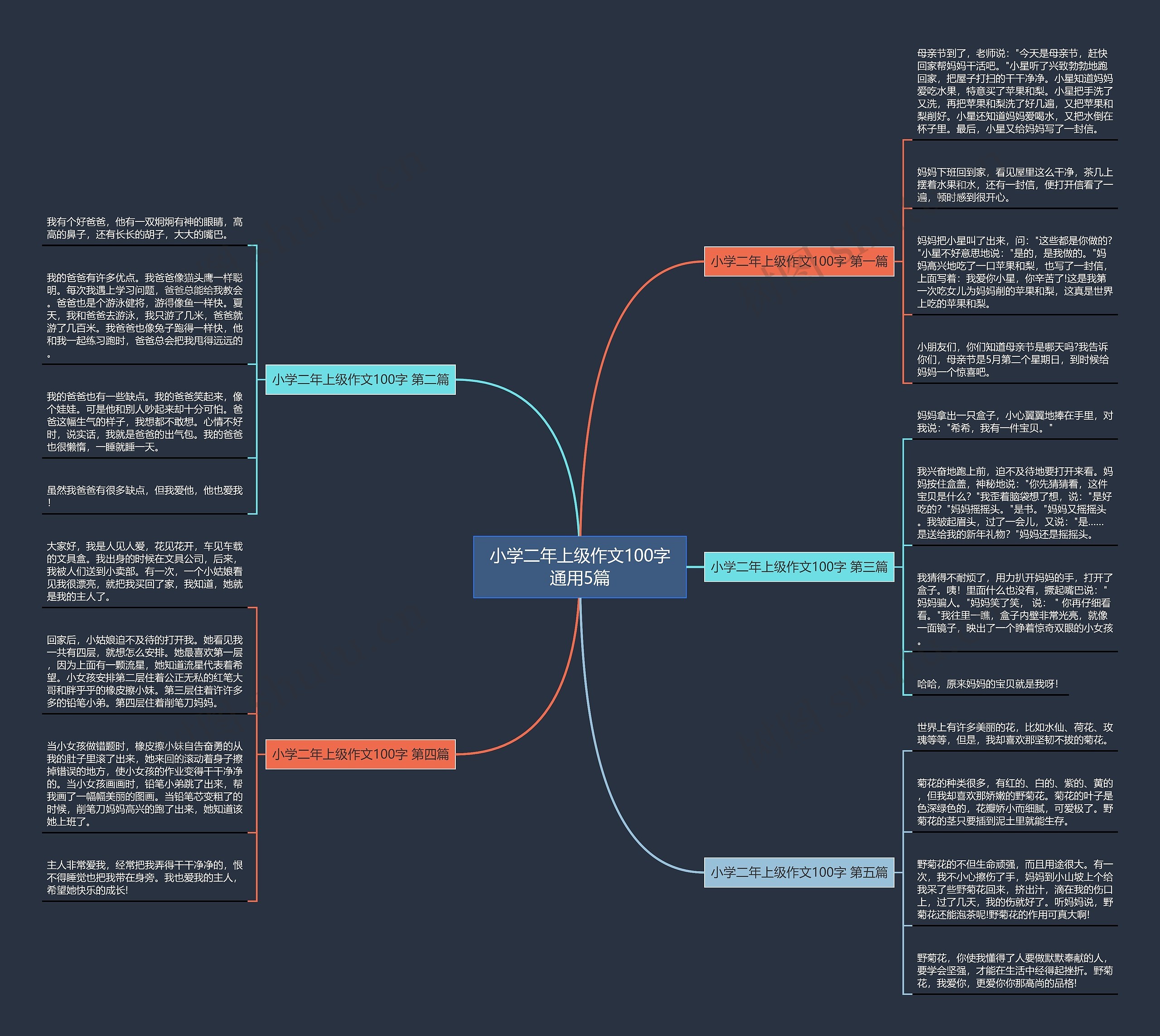 小学二年上级作文100字通用5篇思维导图