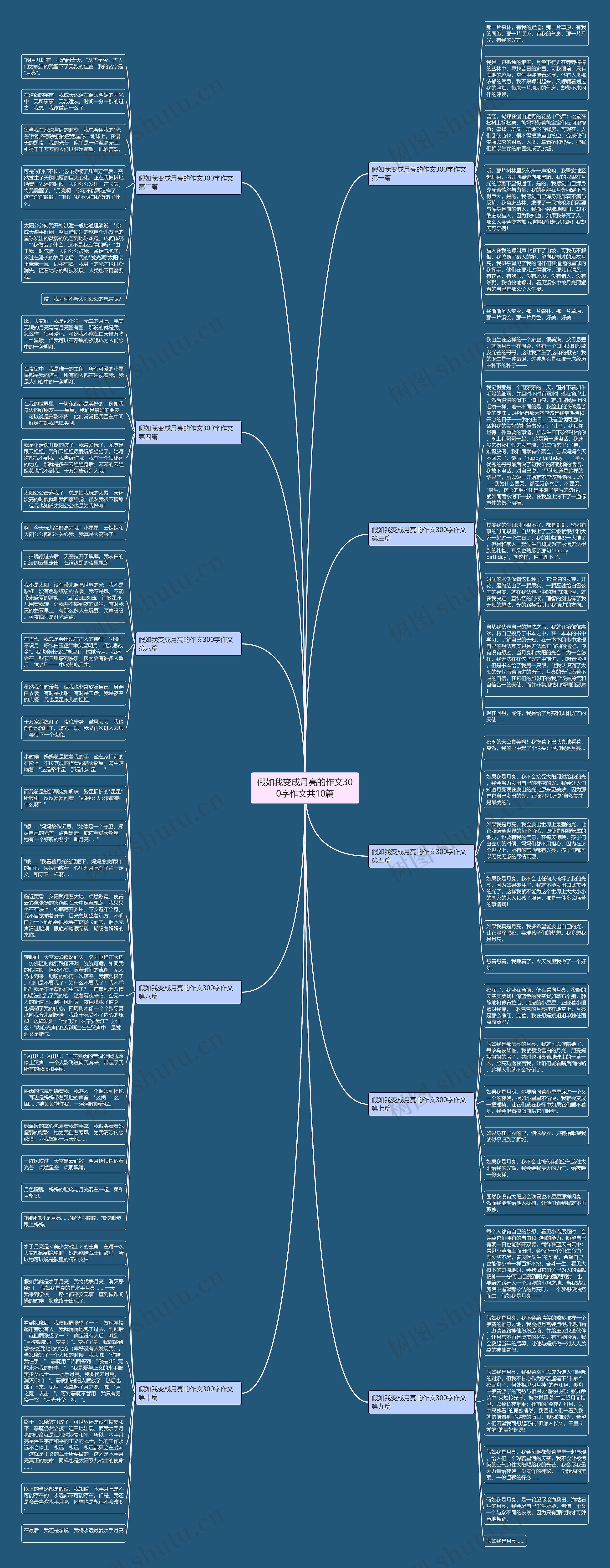 假如我变成月亮的作文300字作文共10篇思维导图