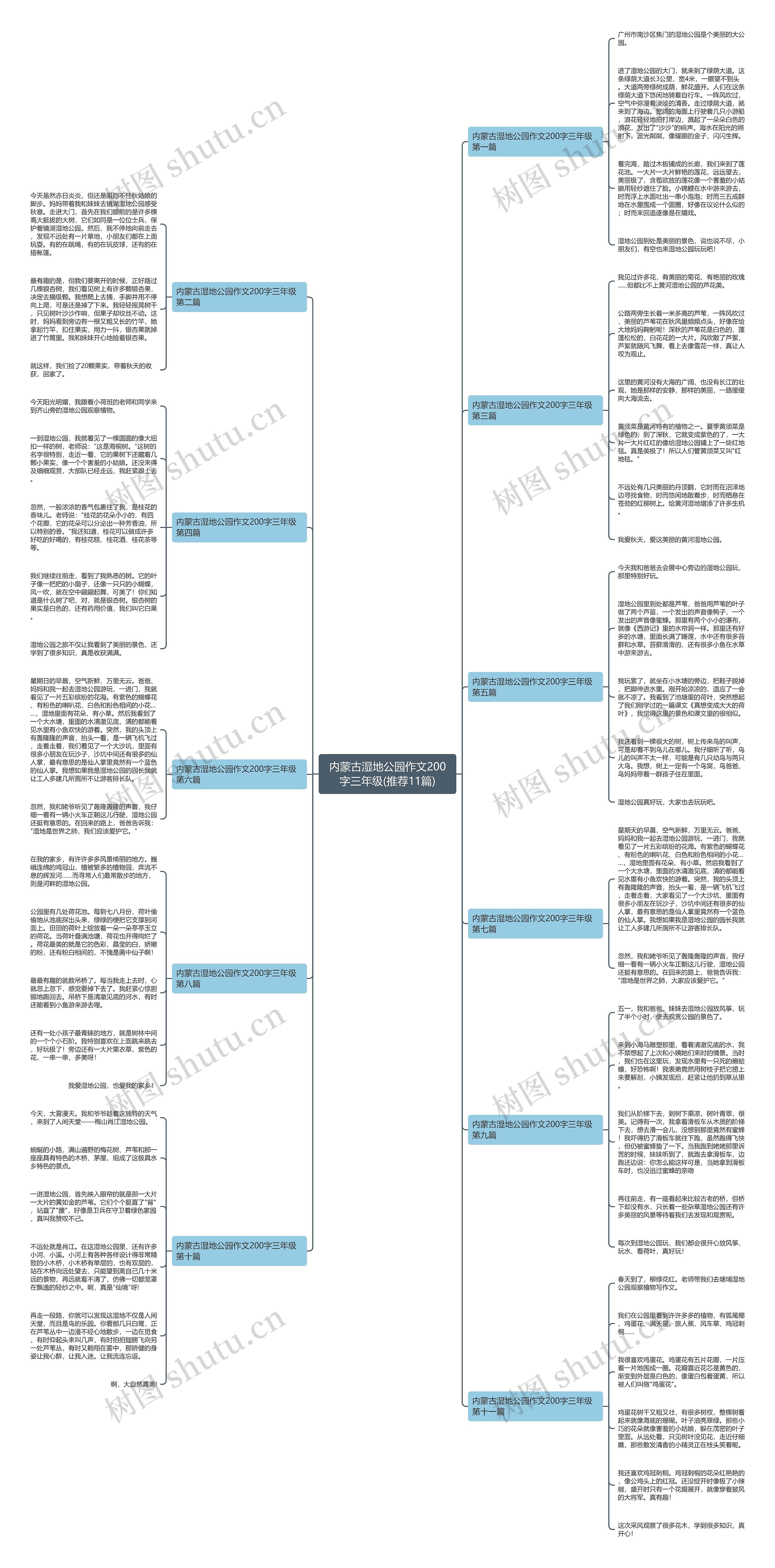 内蒙古湿地公园作文200字三年级(推荐11篇)思维导图