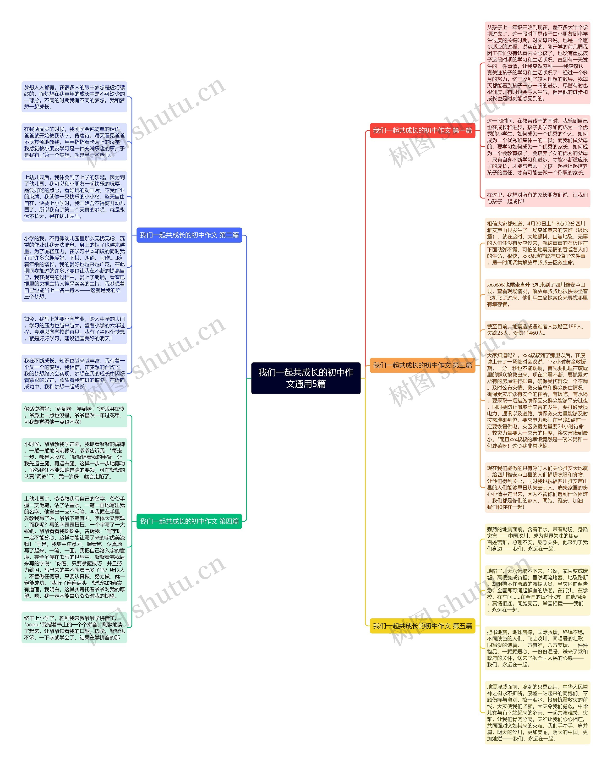 我们一起共成长的初中作文通用5篇思维导图