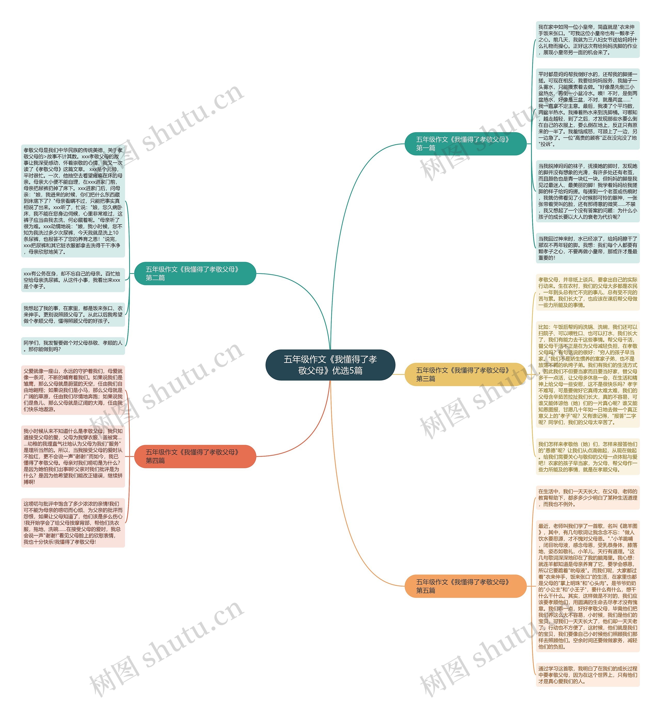五年级作文《我懂得了孝敬父母》优选5篇思维导图