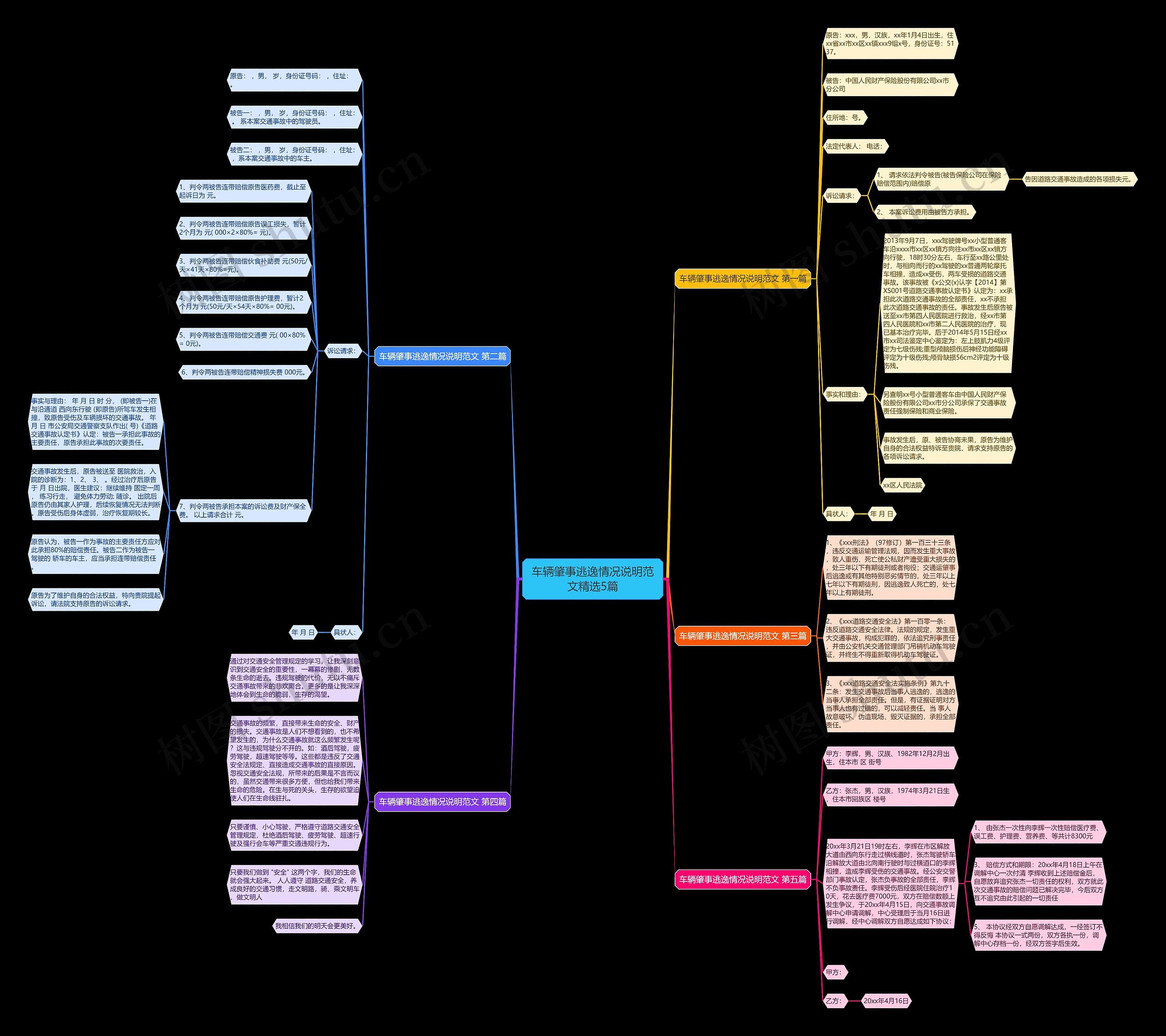 车辆肇事逃逸情况说明范文精选5篇思维导图