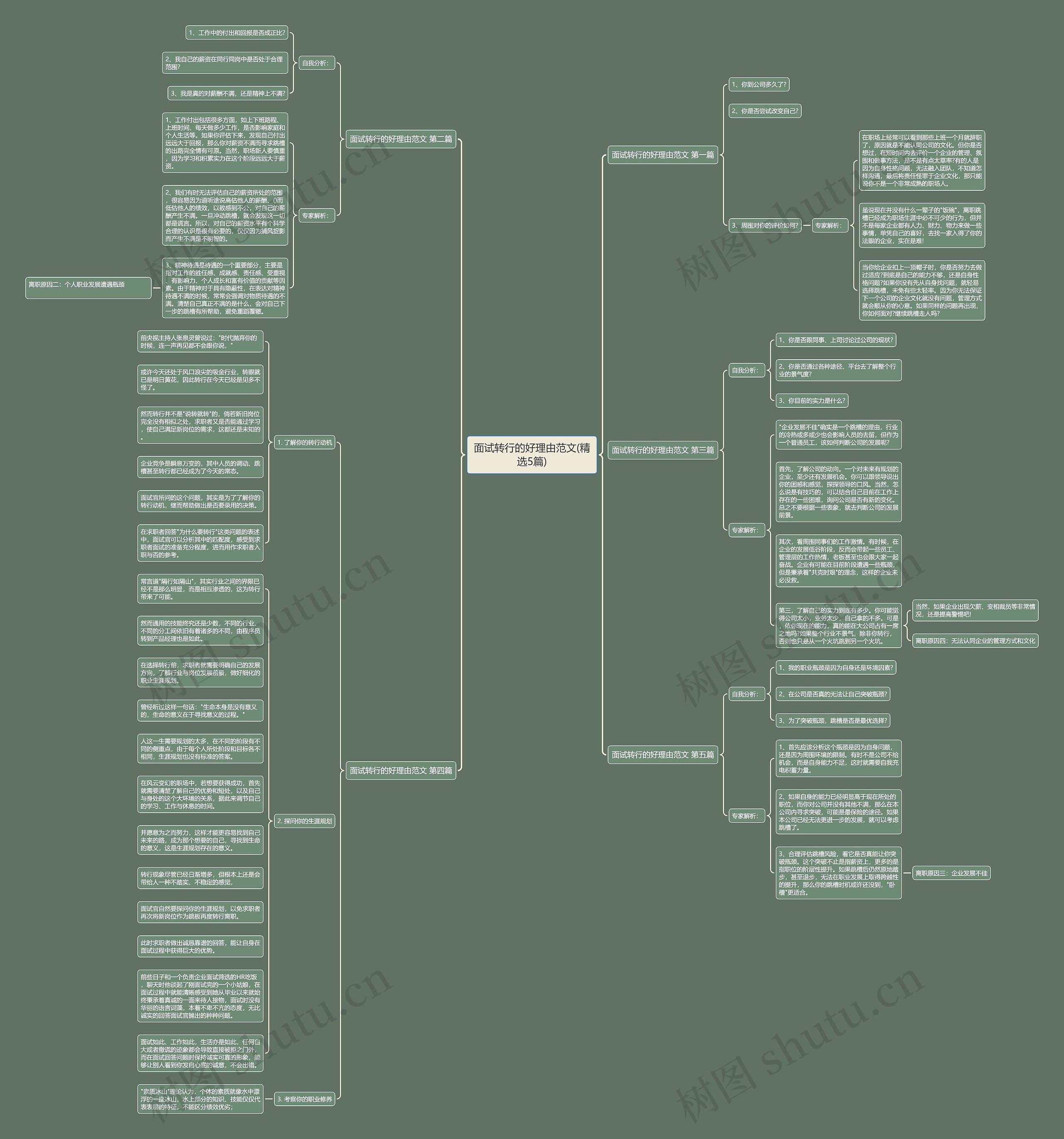 面试转行的好理由范文(精选5篇)思维导图