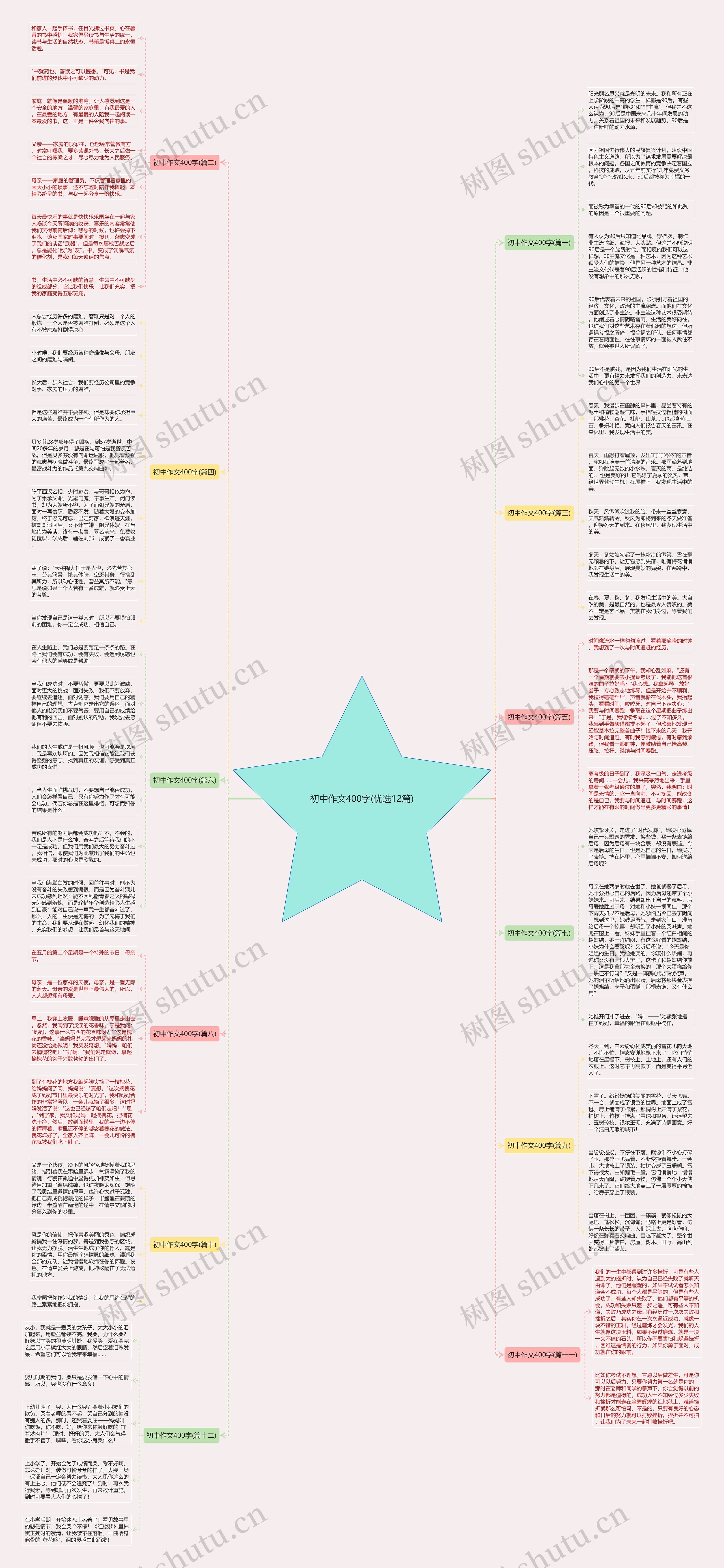 初中作文400字(优选12篇)思维导图