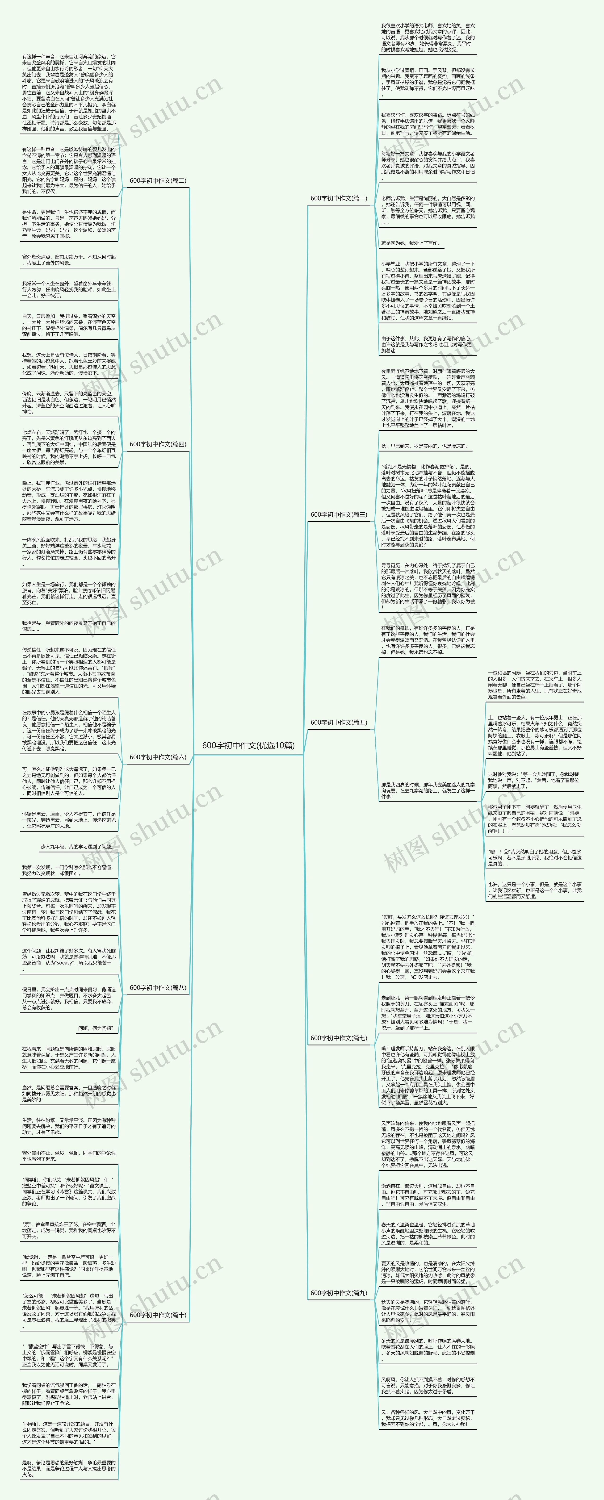 600字初中作文(优选10篇)思维导图