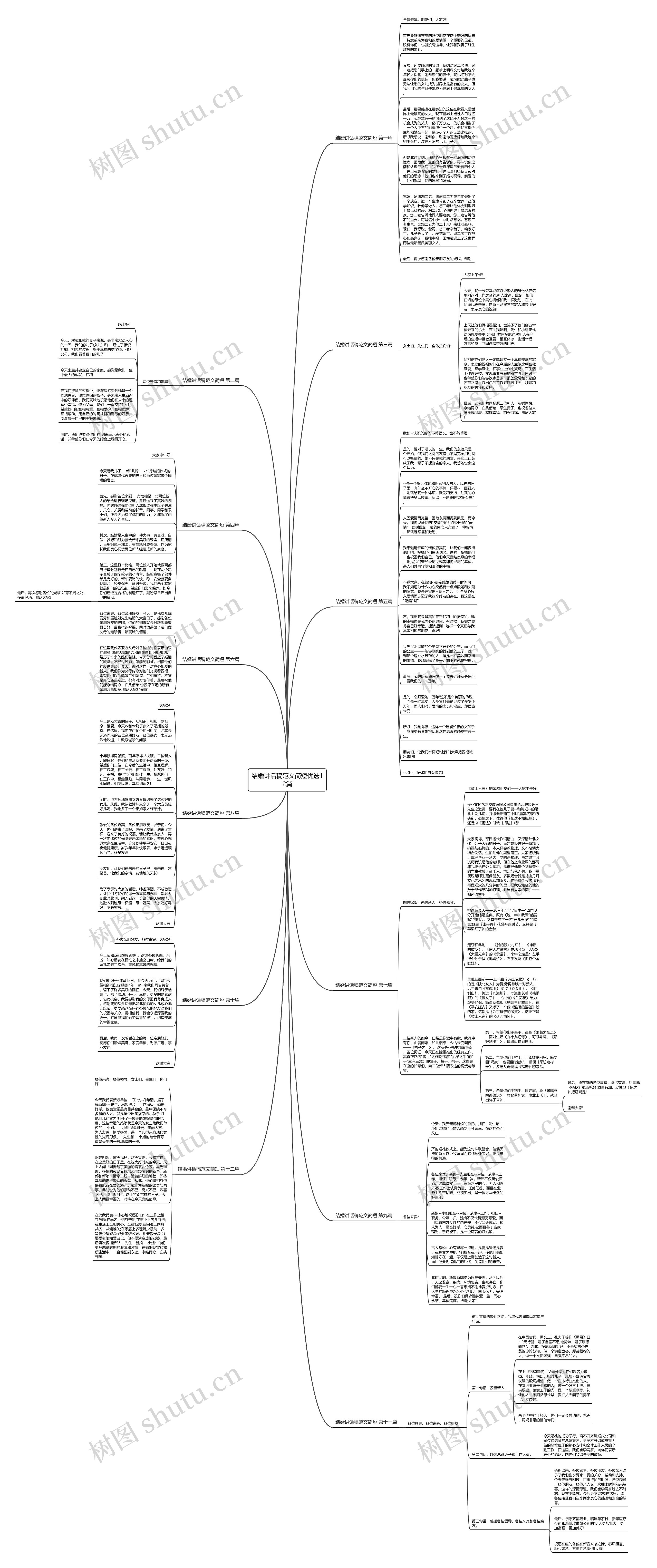 结婚讲话稿范文简短优选12篇思维导图