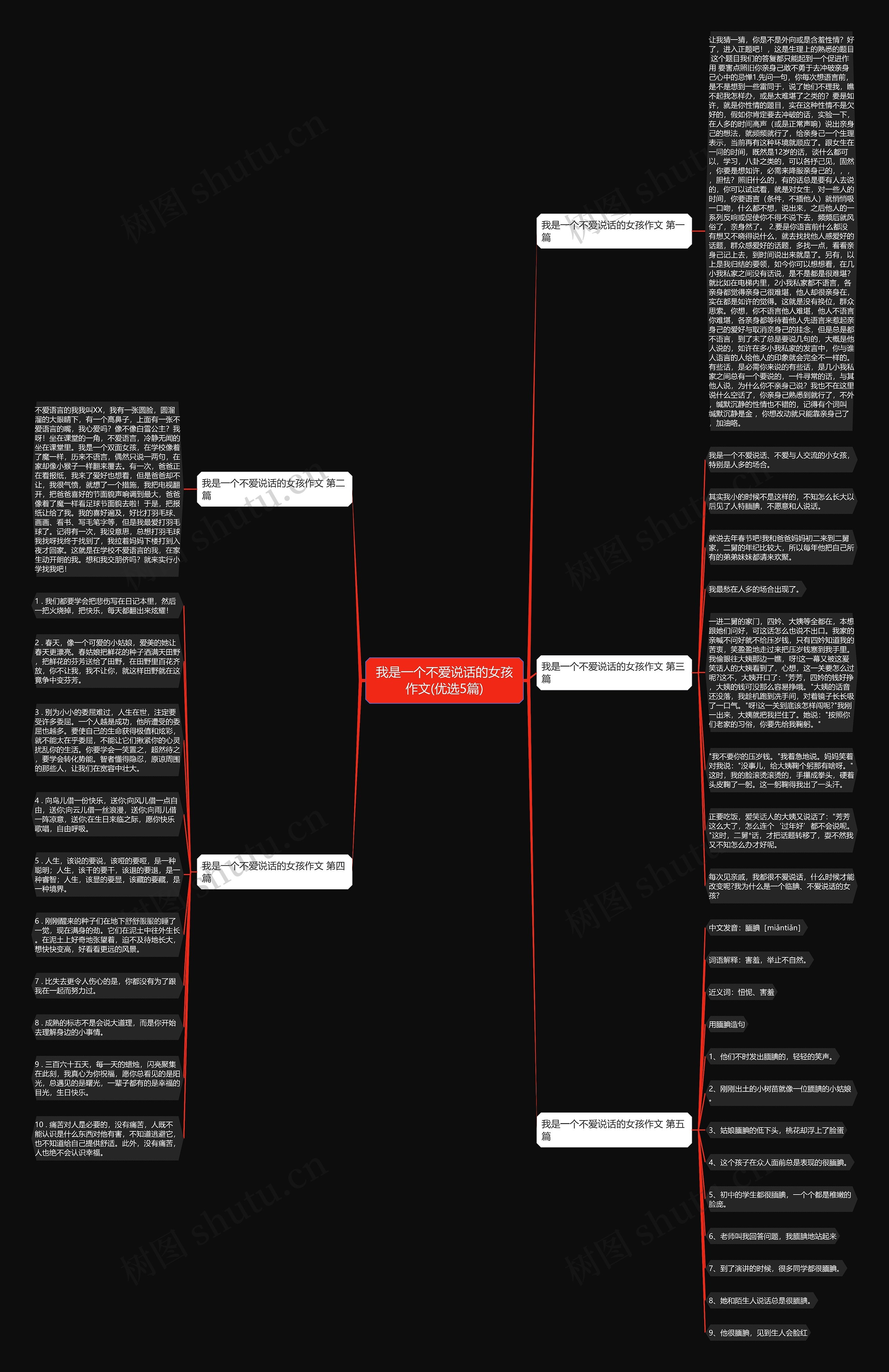 我是一个不爱说话的女孩作文(优选5篇)思维导图