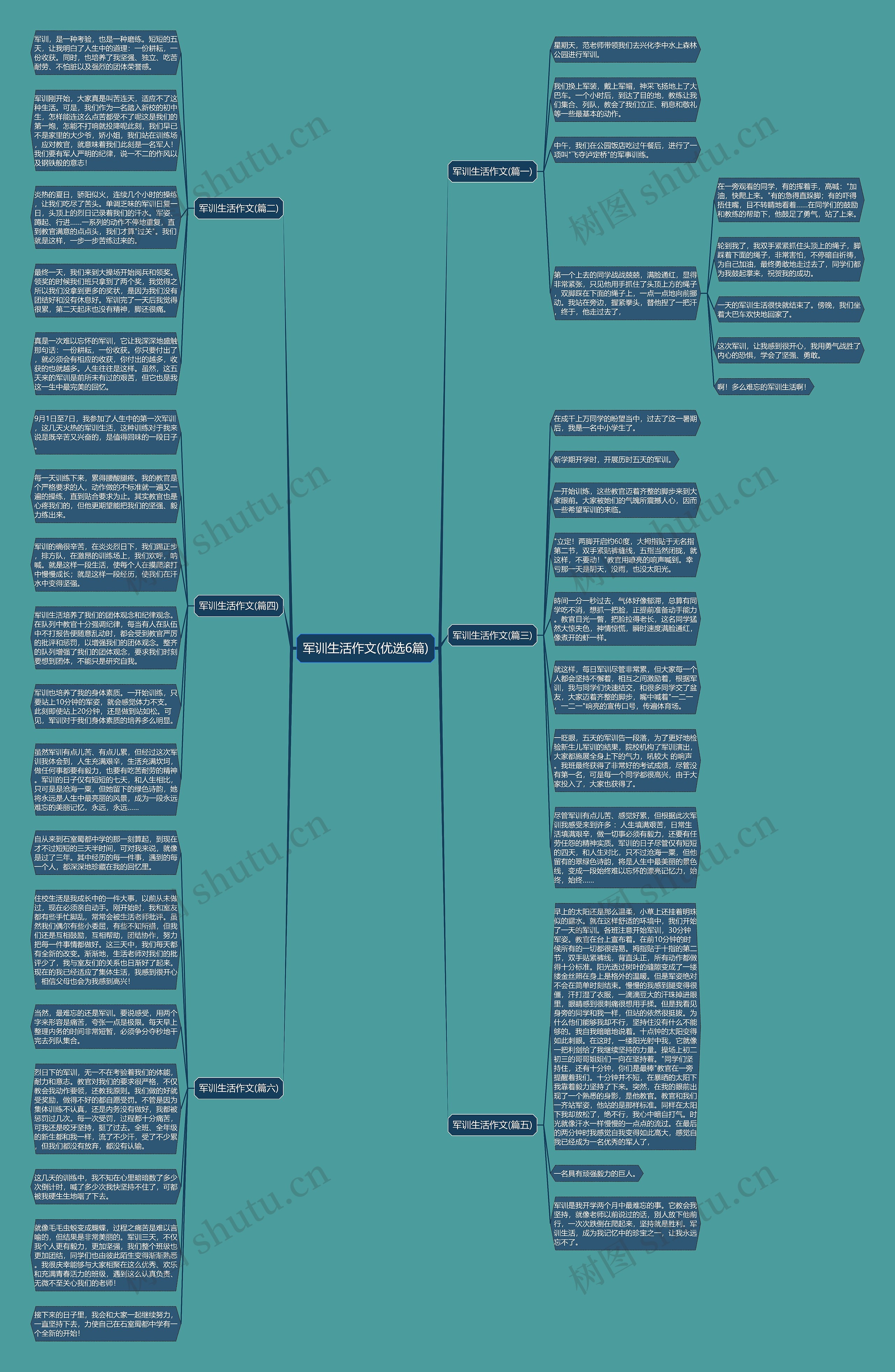 军训生活作文(优选6篇)思维导图