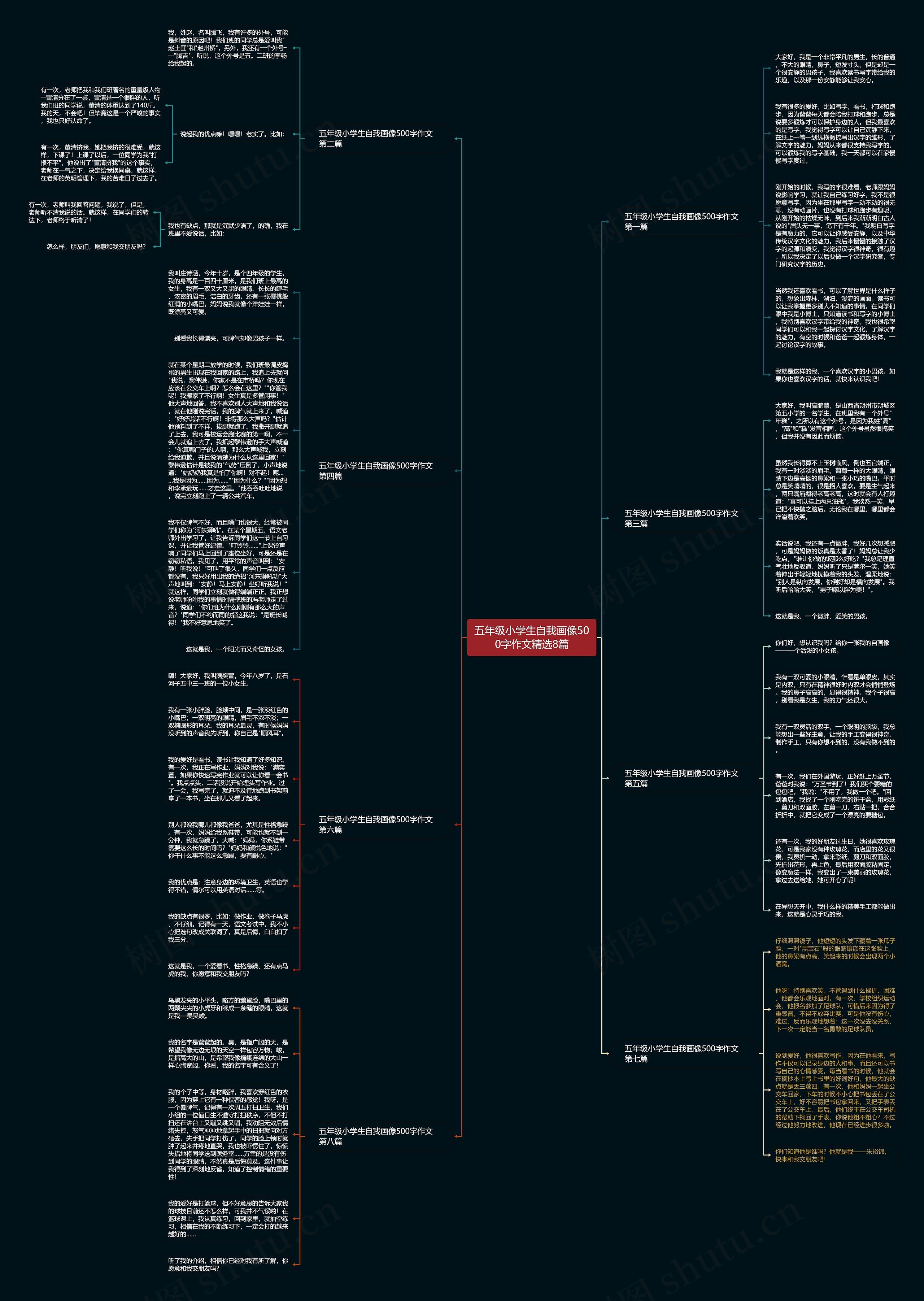 五年级小学生自我画像500字作文精选8篇思维导图