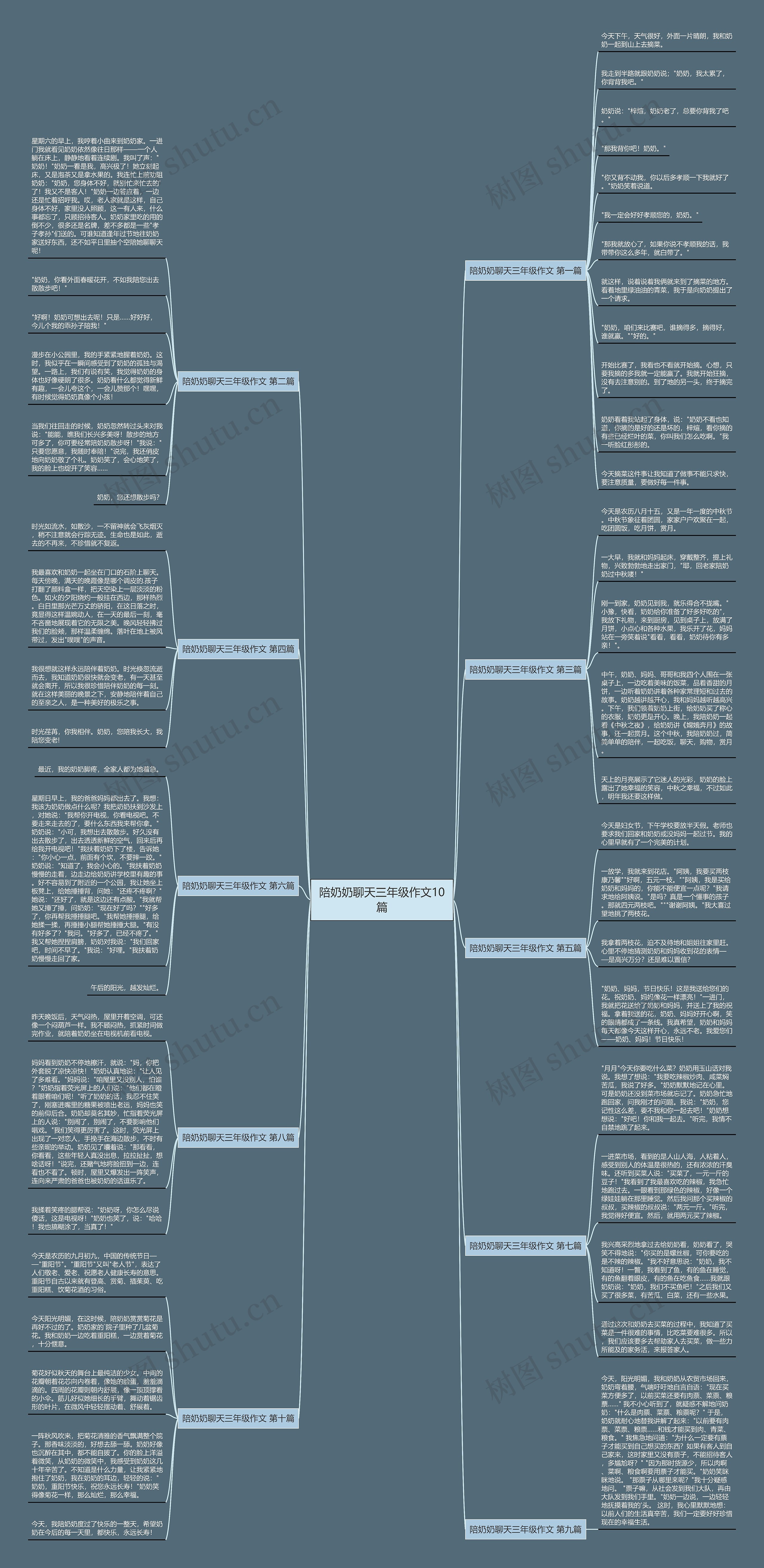 陪奶奶聊天三年级作文10篇思维导图