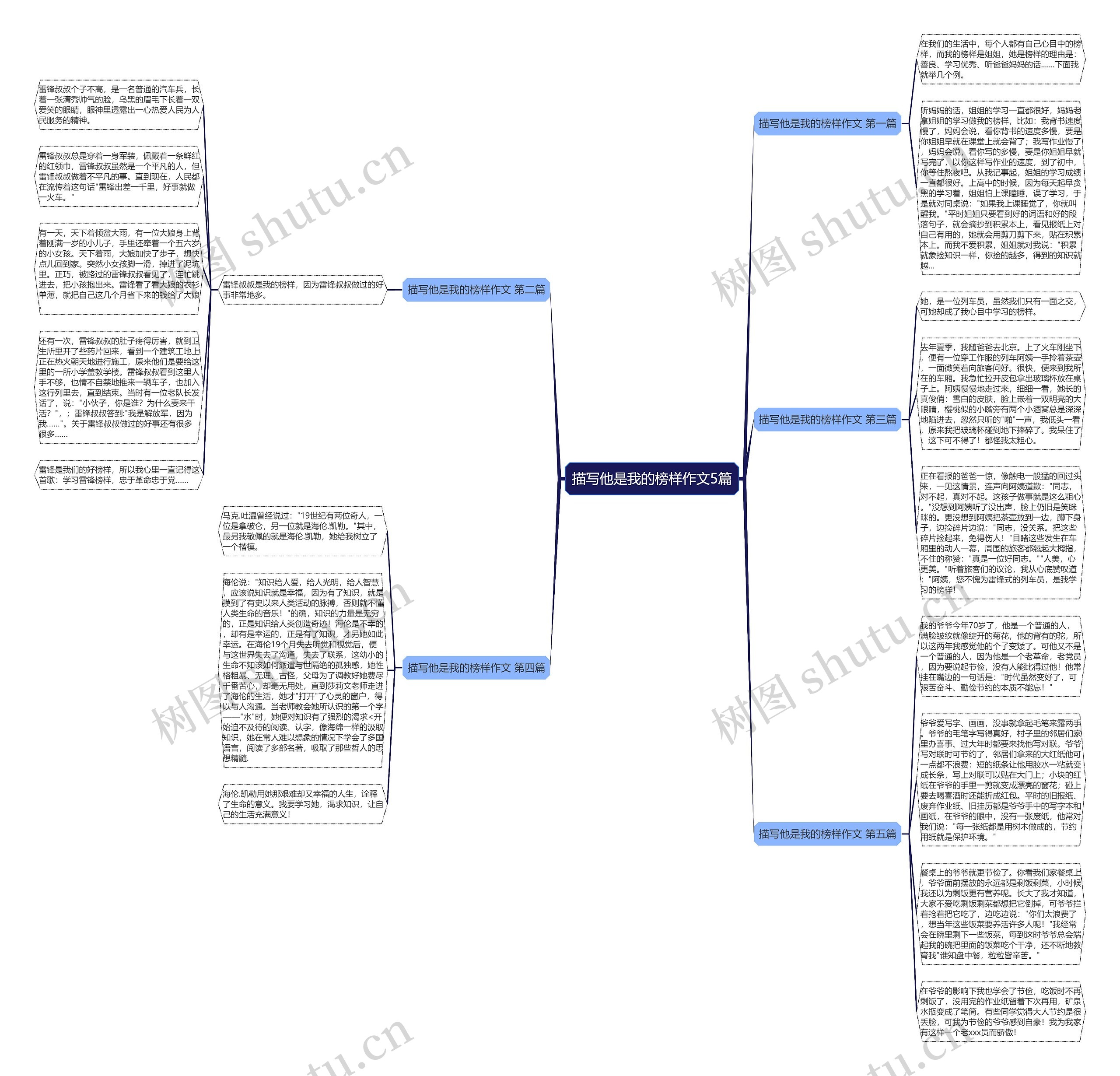 描写他是我的榜样作文5篇思维导图
