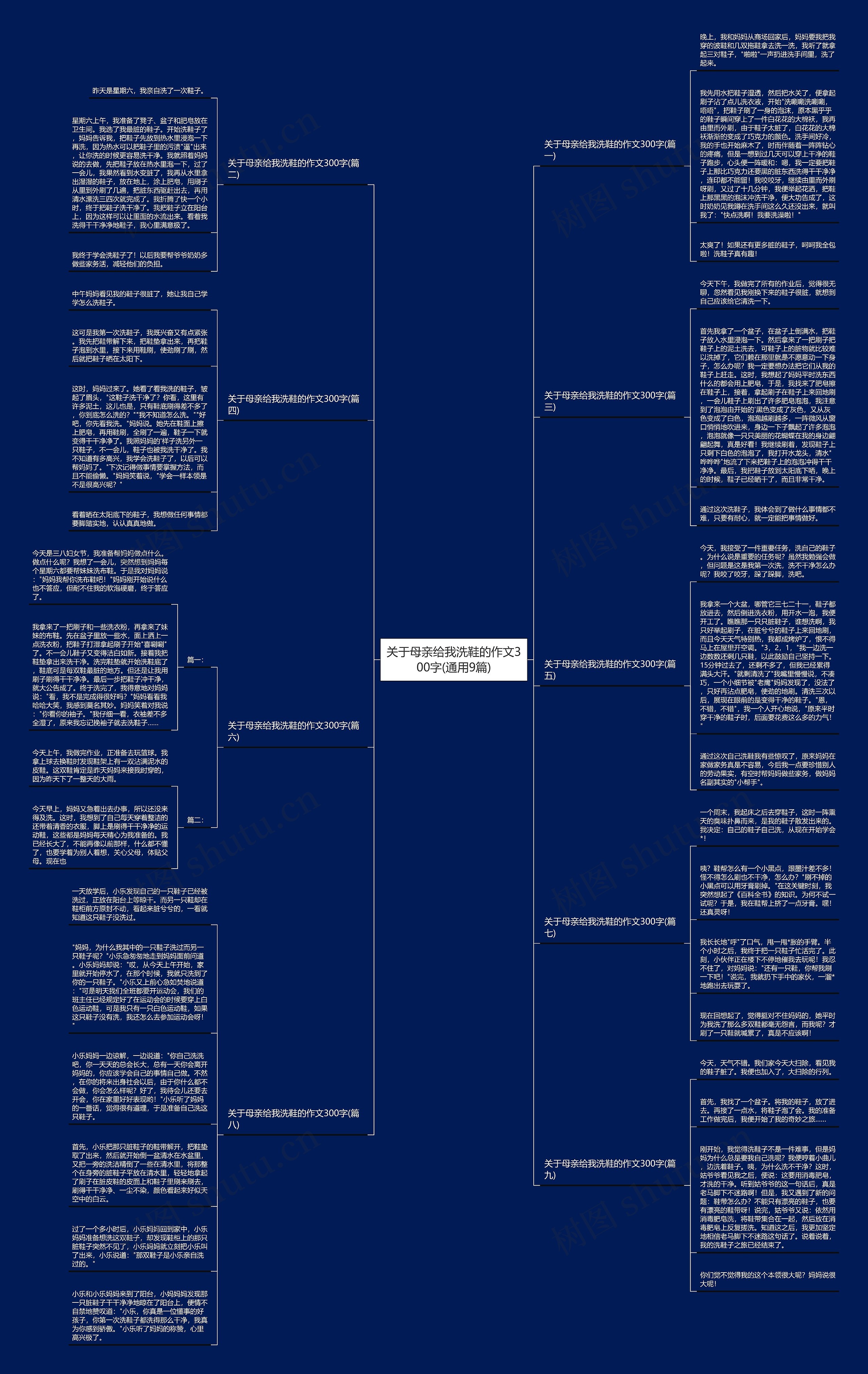 关于母亲给我洗鞋的作文300字(通用9篇)思维导图