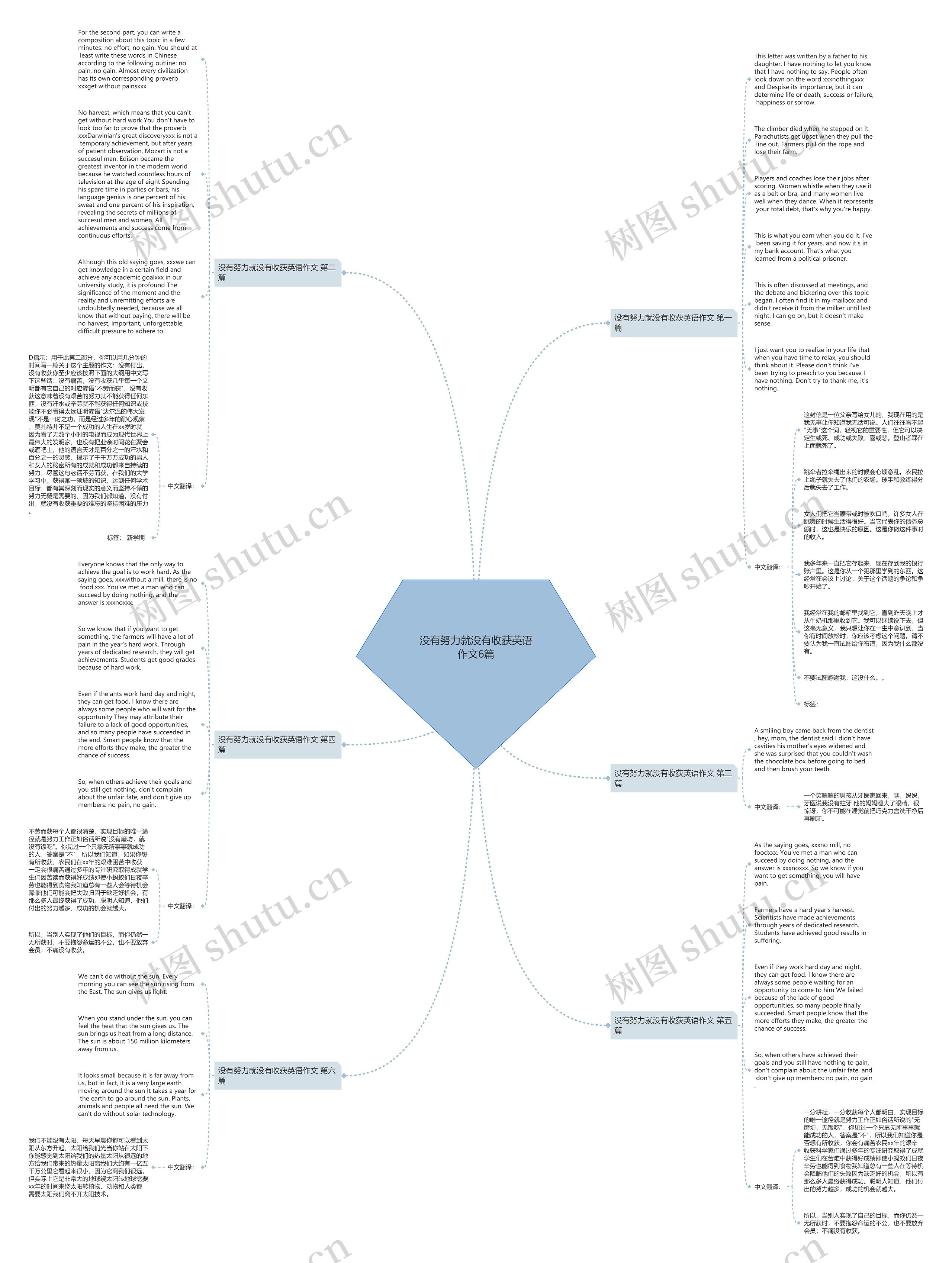 没有努力就没有收获英语作文6篇思维导图