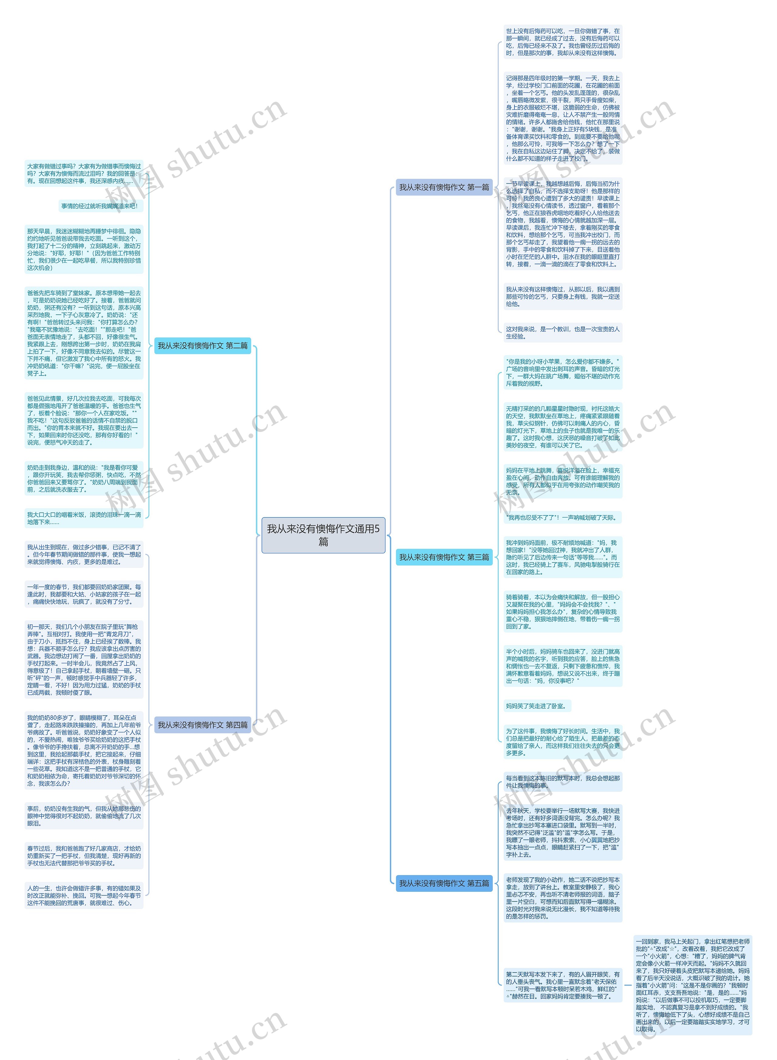 我从来没有懊悔作文通用5篇思维导图