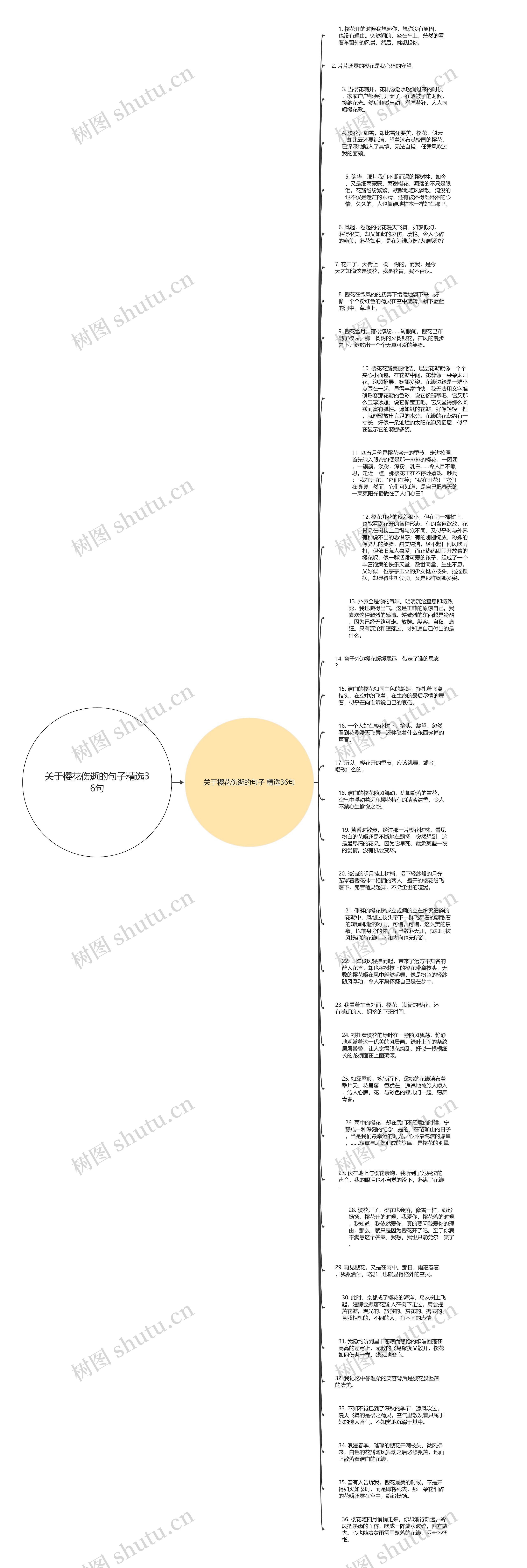 关于樱花伤逝的句子精选36句思维导图