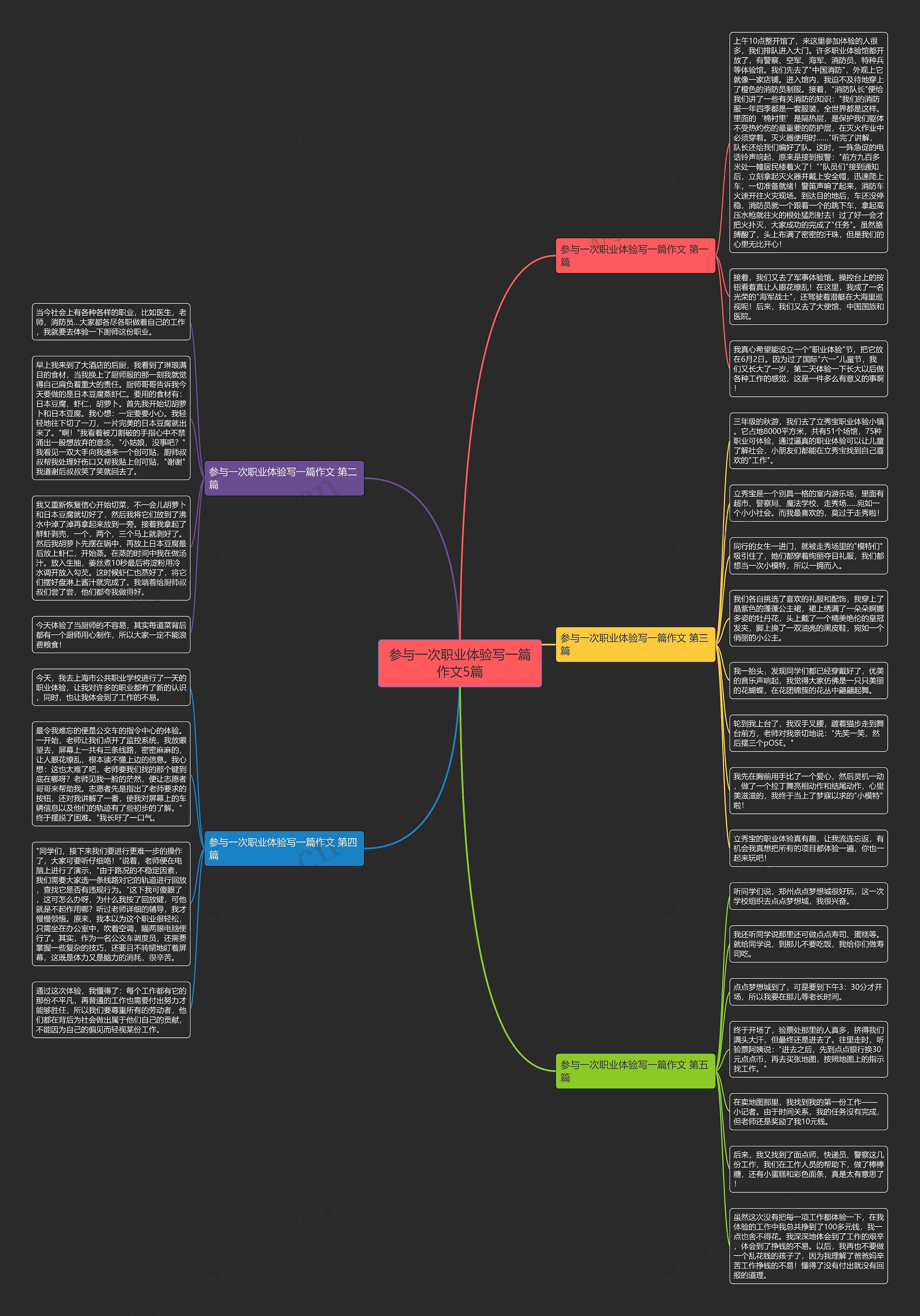 参与一次职业体验写一篇作文5篇思维导图