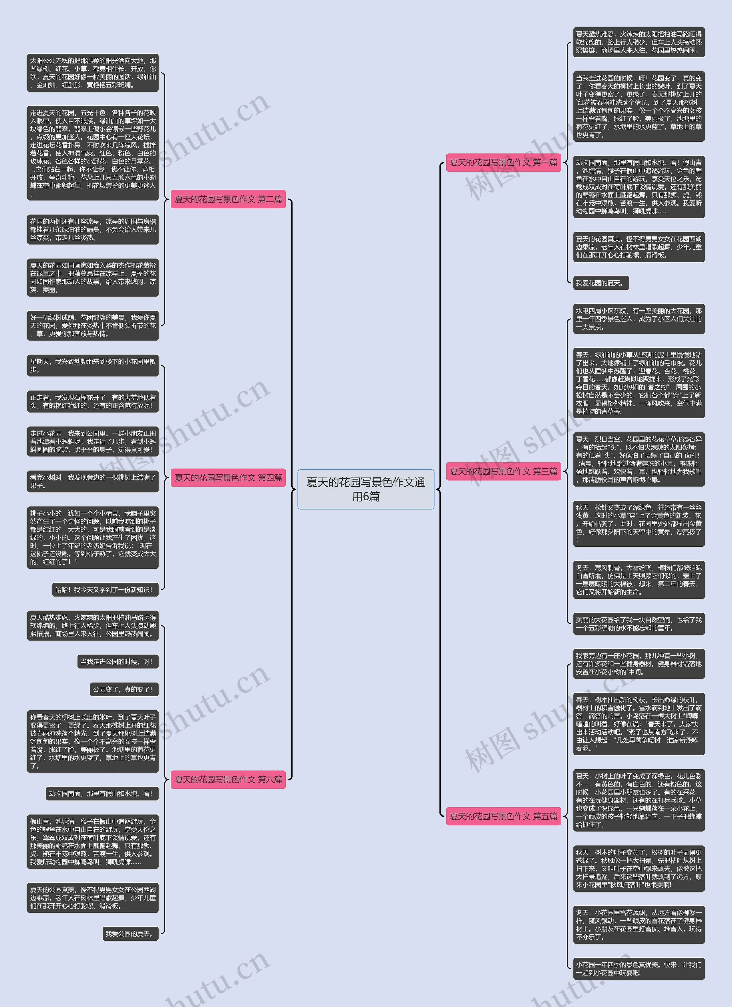 夏天的花园写景色作文通用6篇思维导图