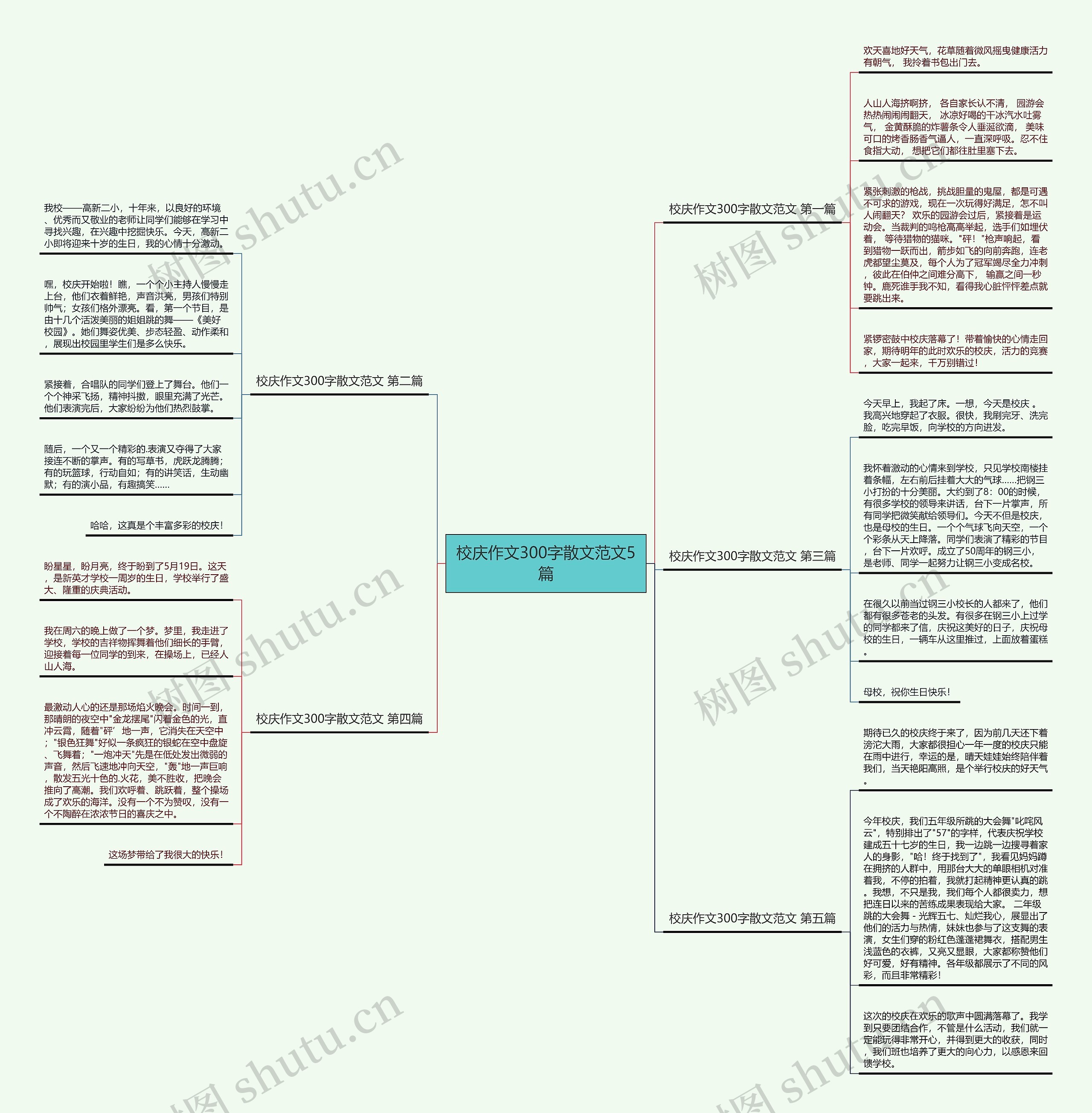 校庆作文300字散文范文5篇思维导图