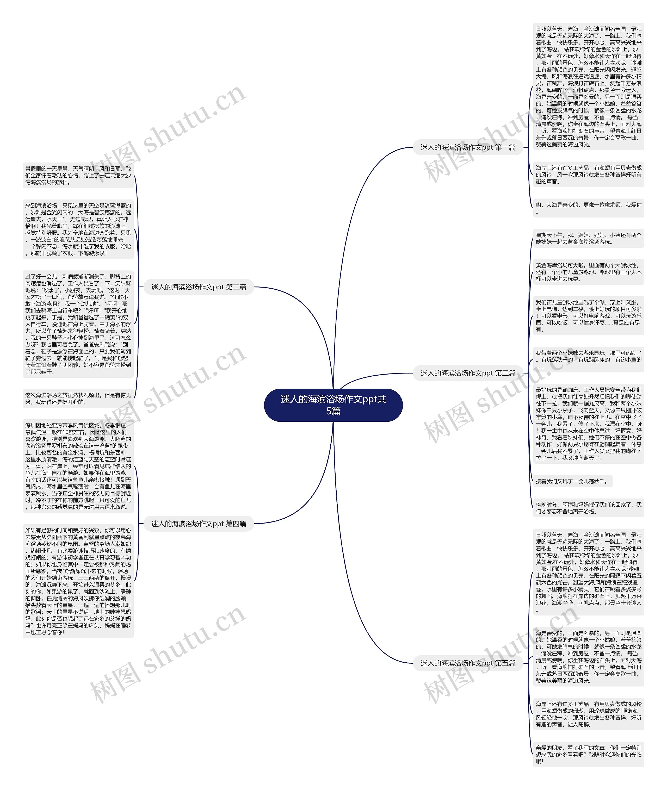 迷人的海滨浴场作文ppt共5篇思维导图