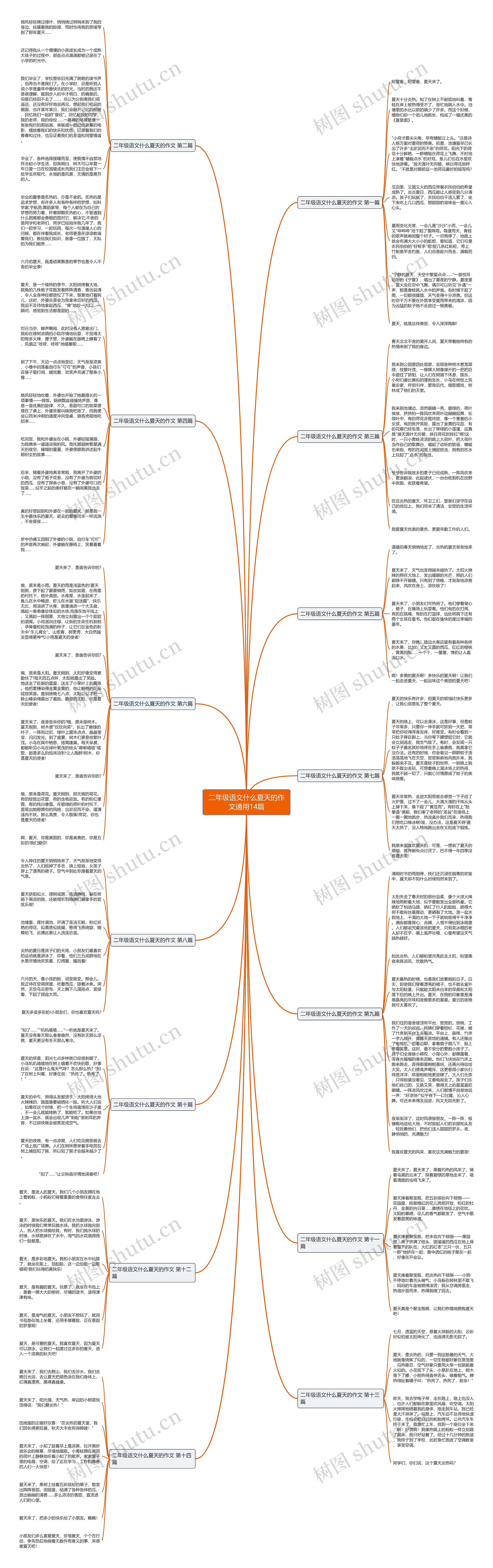二年级语文什么夏天的作文通用14篇思维导图