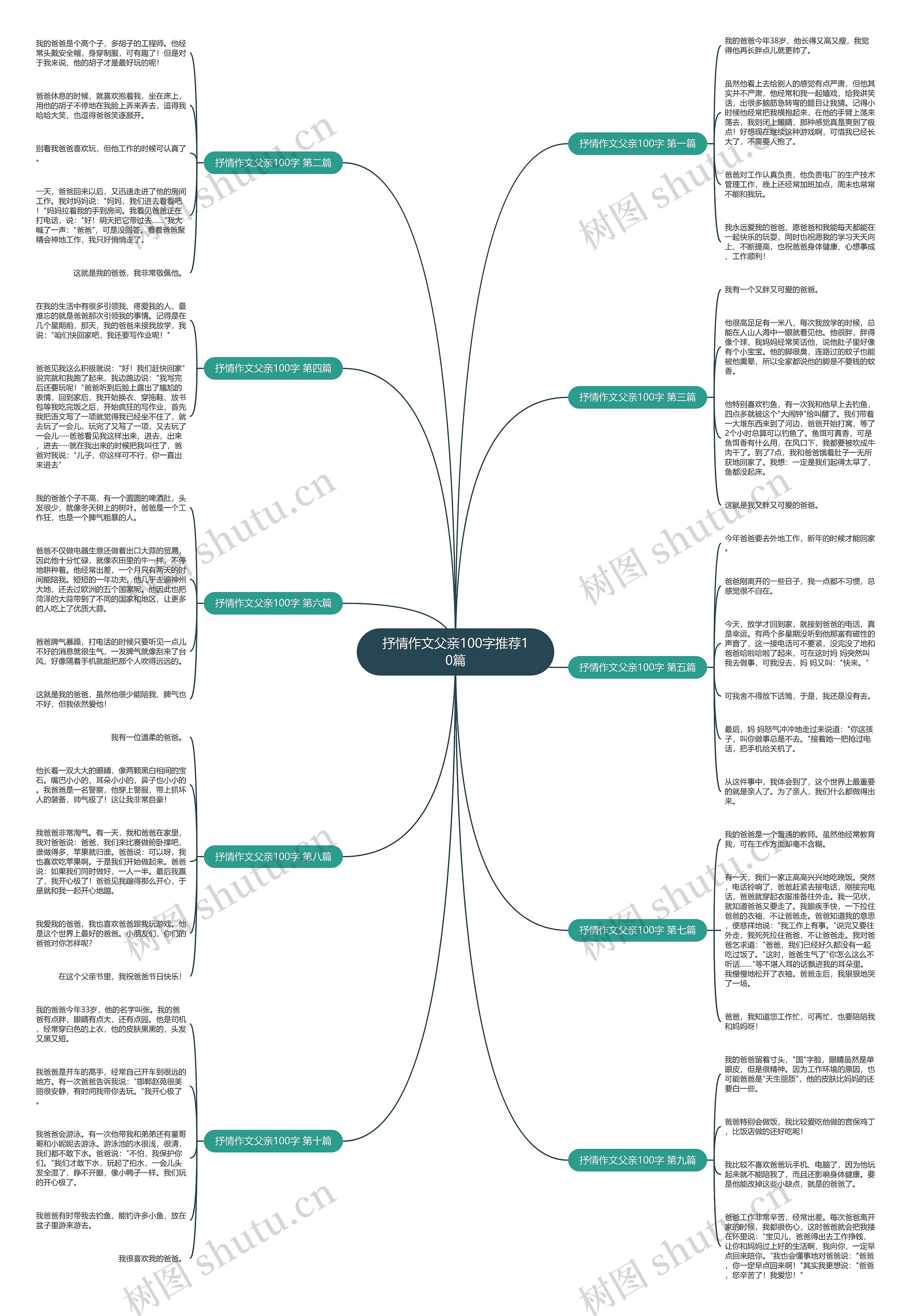 抒情作文父亲100字推荐10篇思维导图