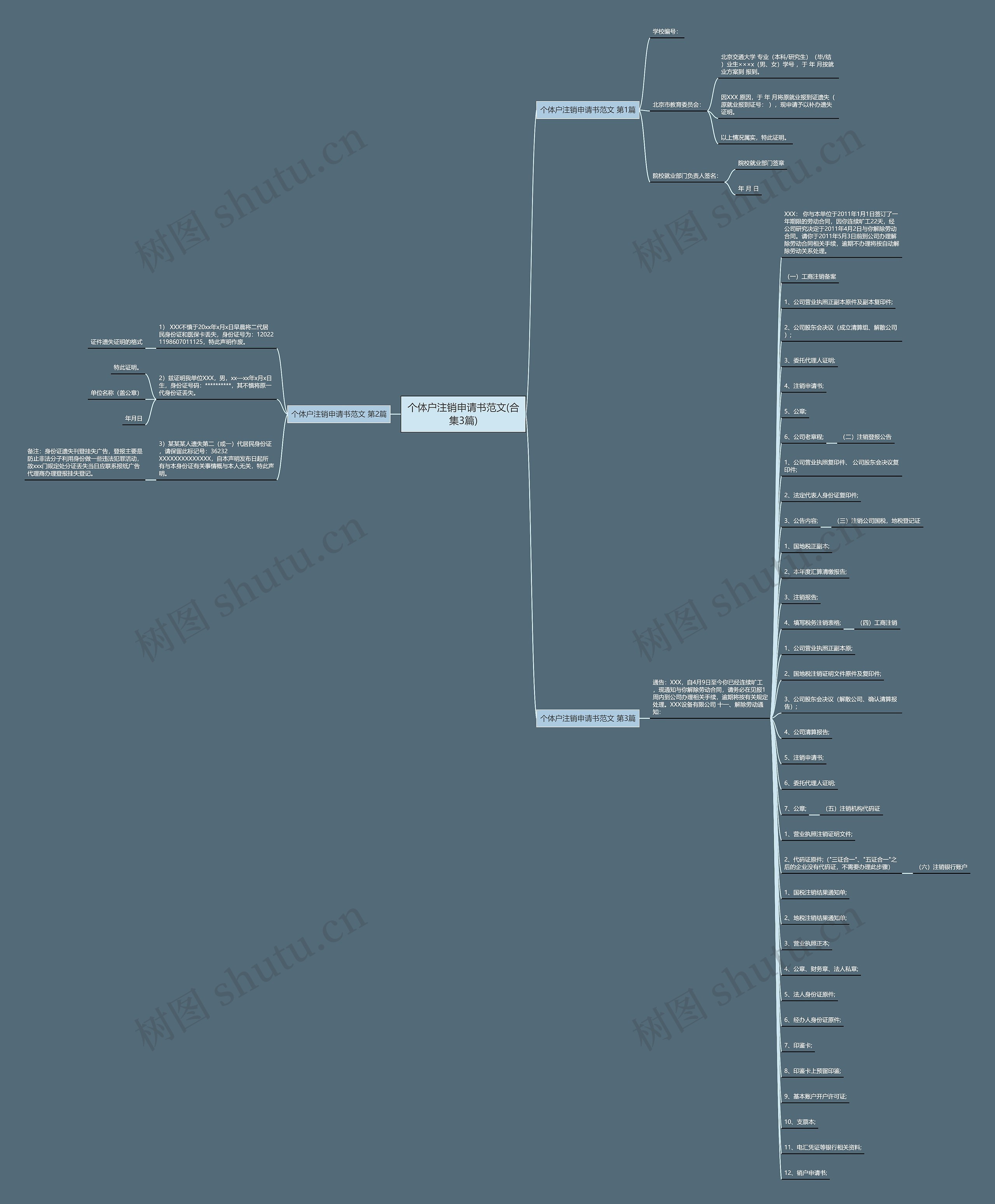 个体户注销申请书范文(合集3篇)思维导图
