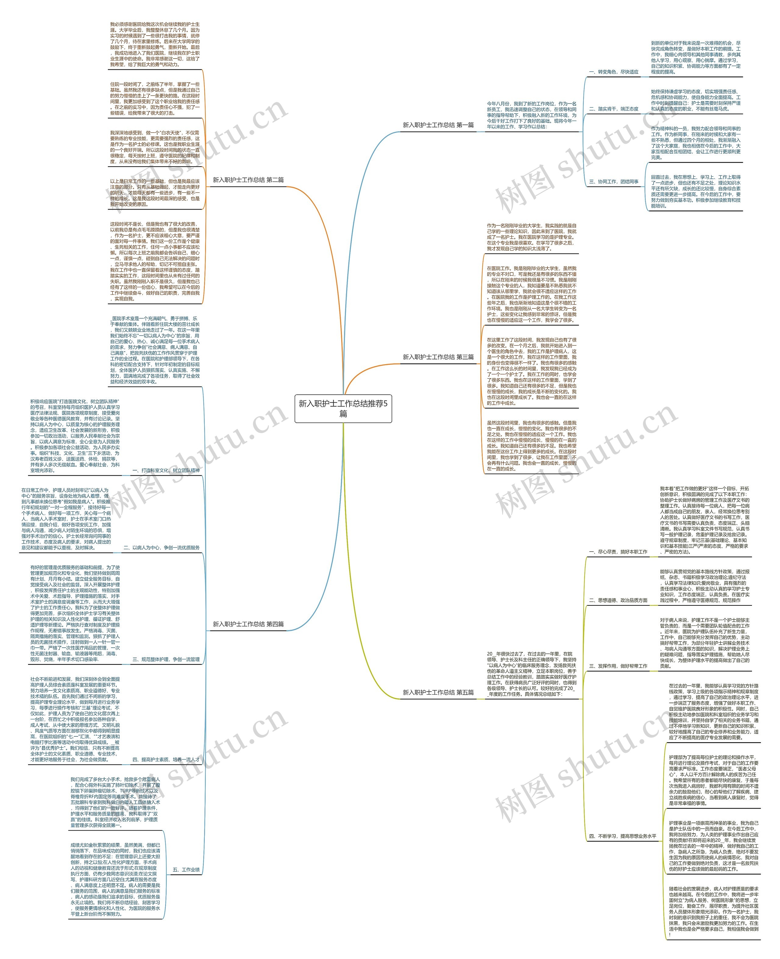 新入职护士工作总结推荐5篇思维导图高清图 新入职护士工作总结推荐5篇思维导图