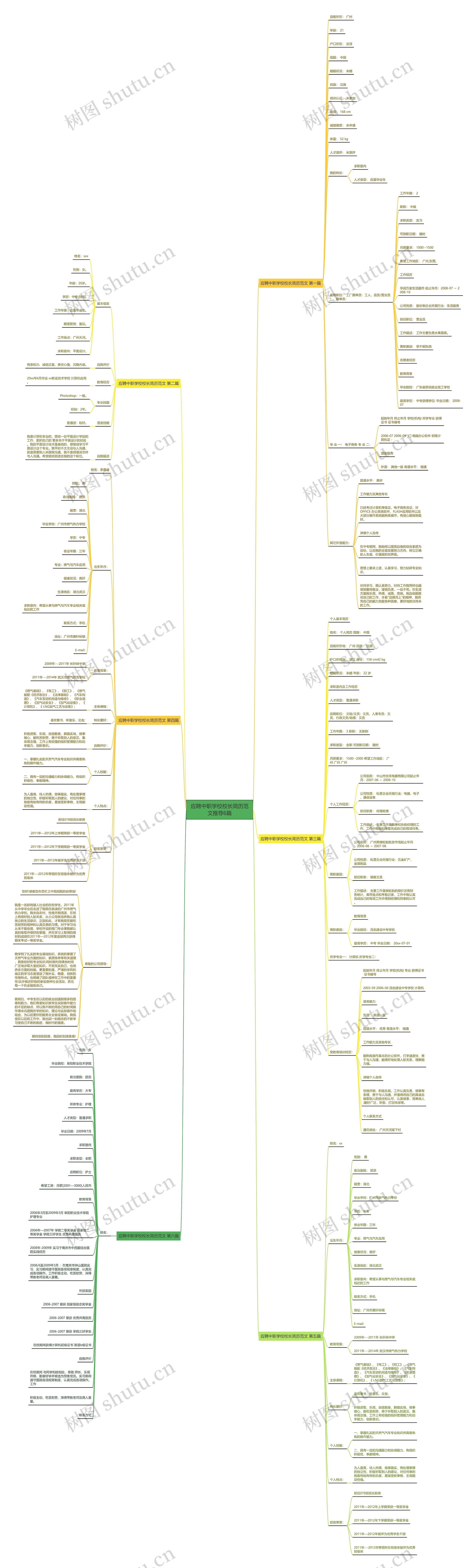 应聘中职学校校长简历范文推荐6篇思维导图