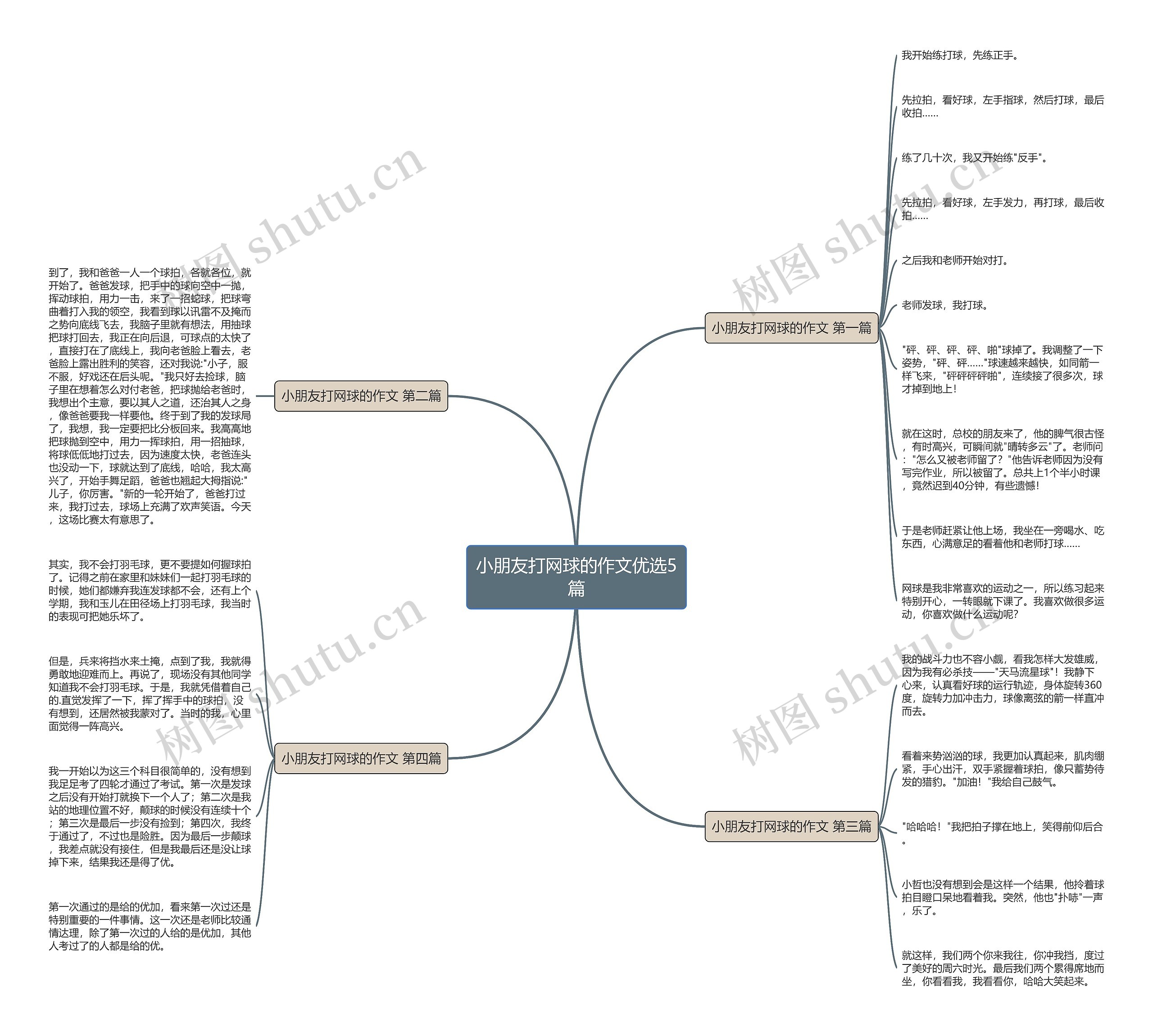 小朋友打网球的作文优选5篇思维导图