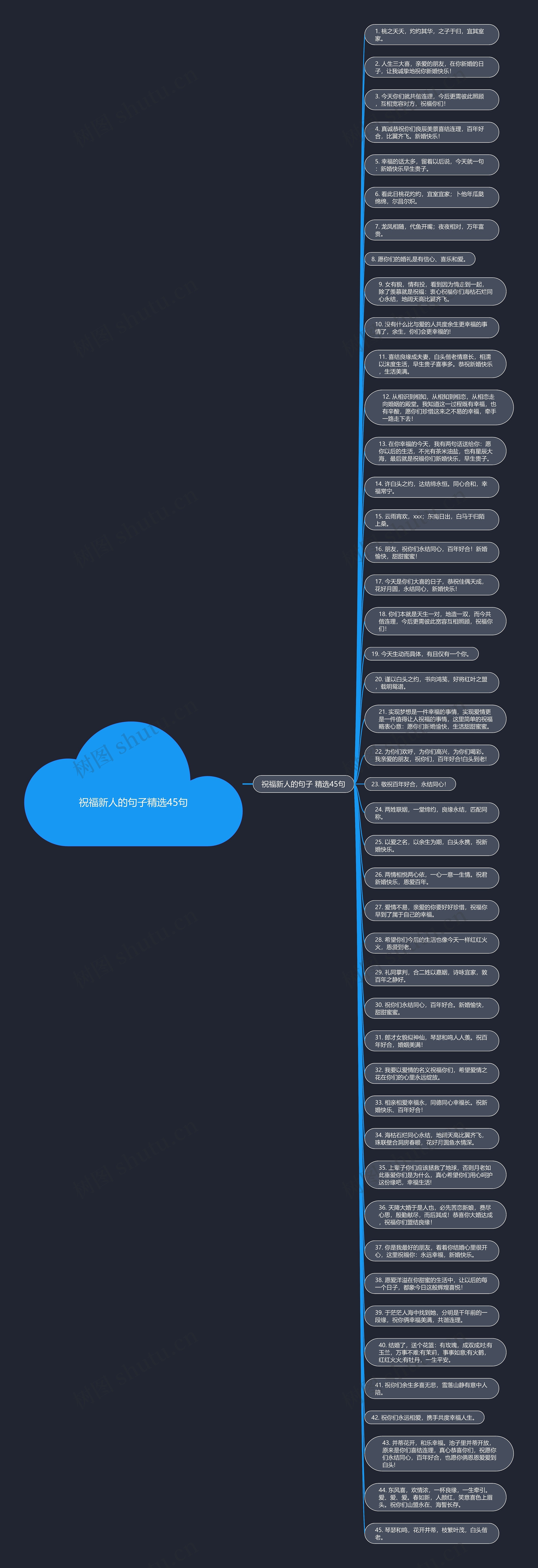 祝福新人的句子精选45句思维导图