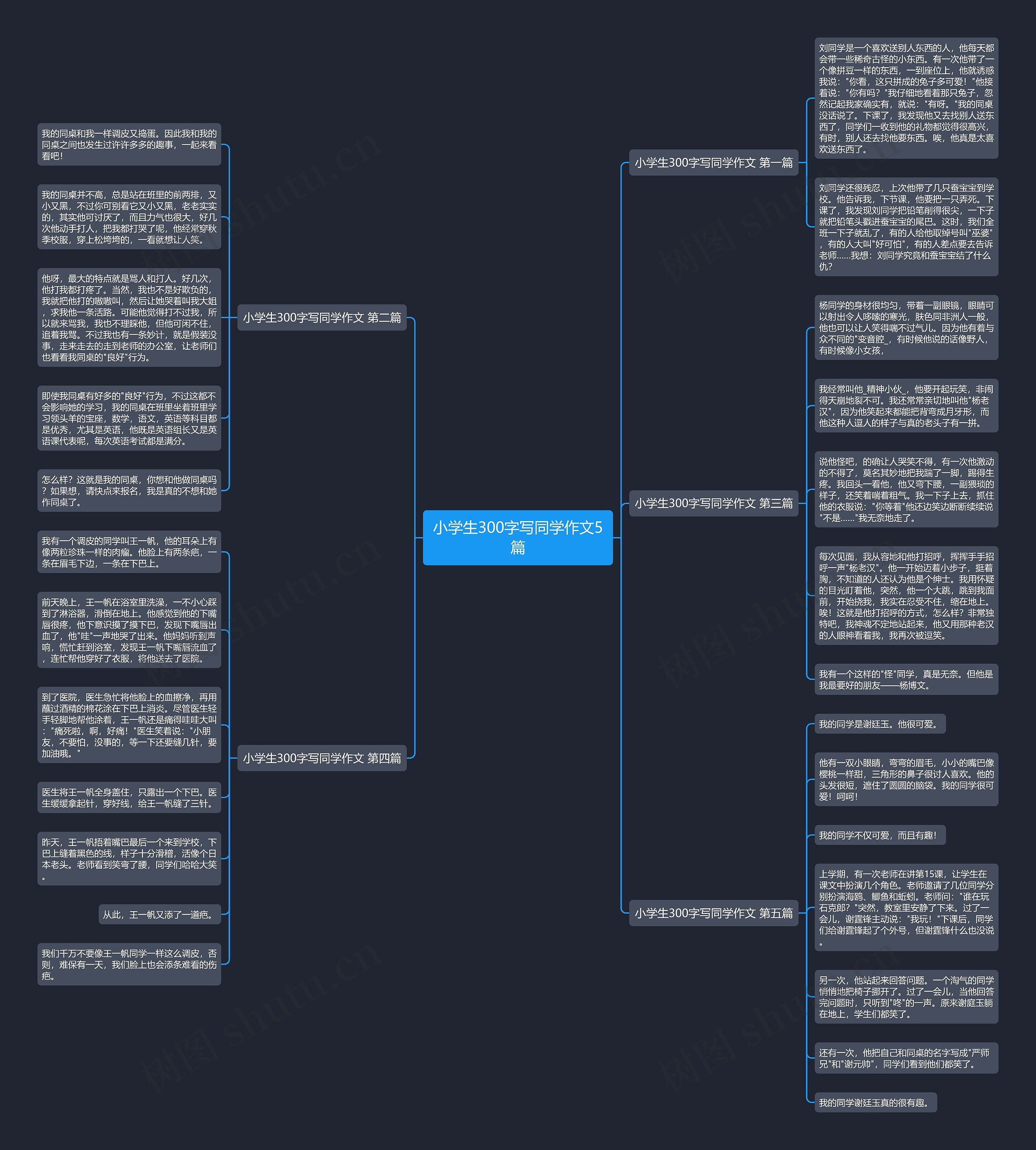 小学生300字写同学作文5篇思维导图