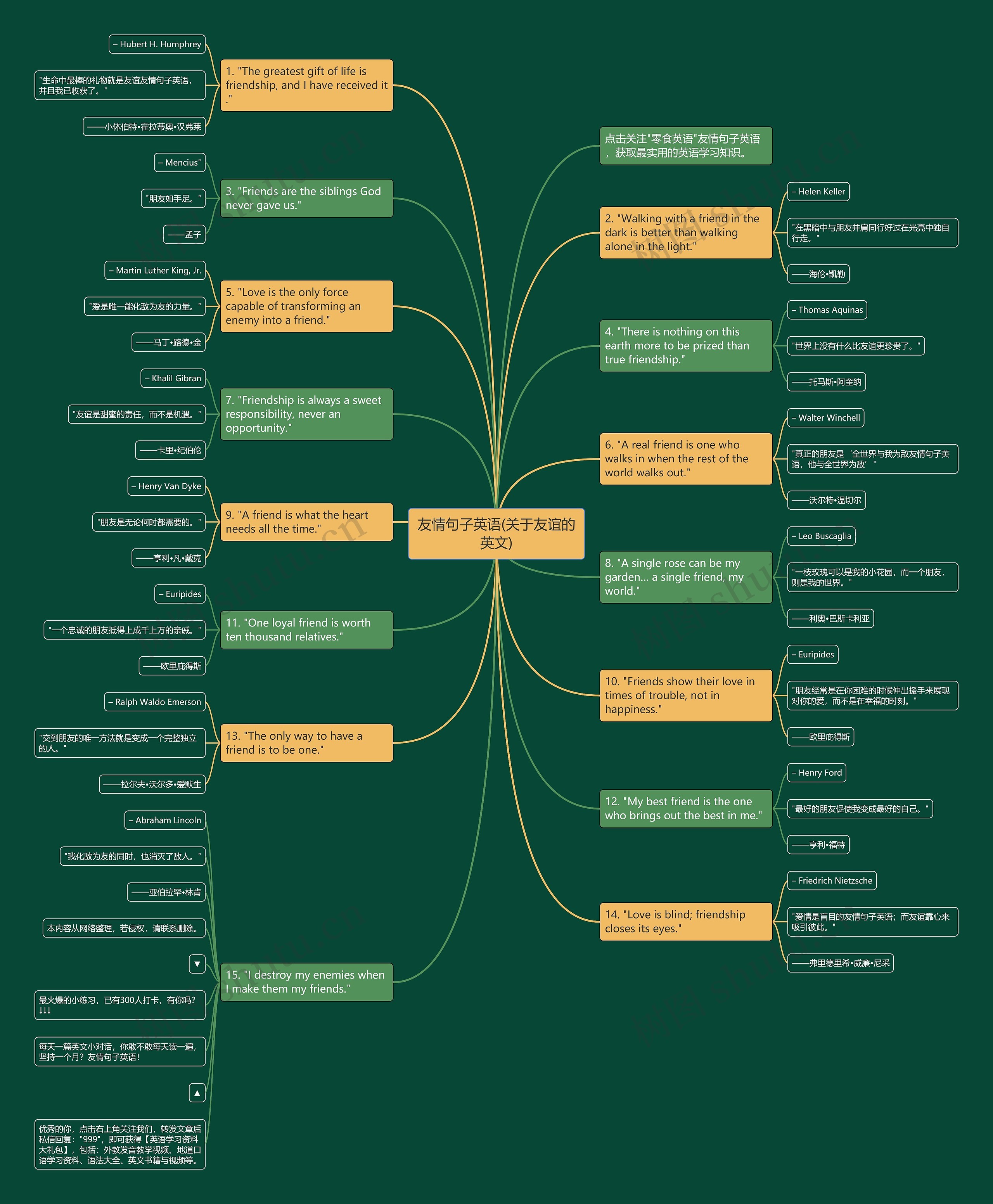 友情句子英语(关于友谊的英文)思维导图