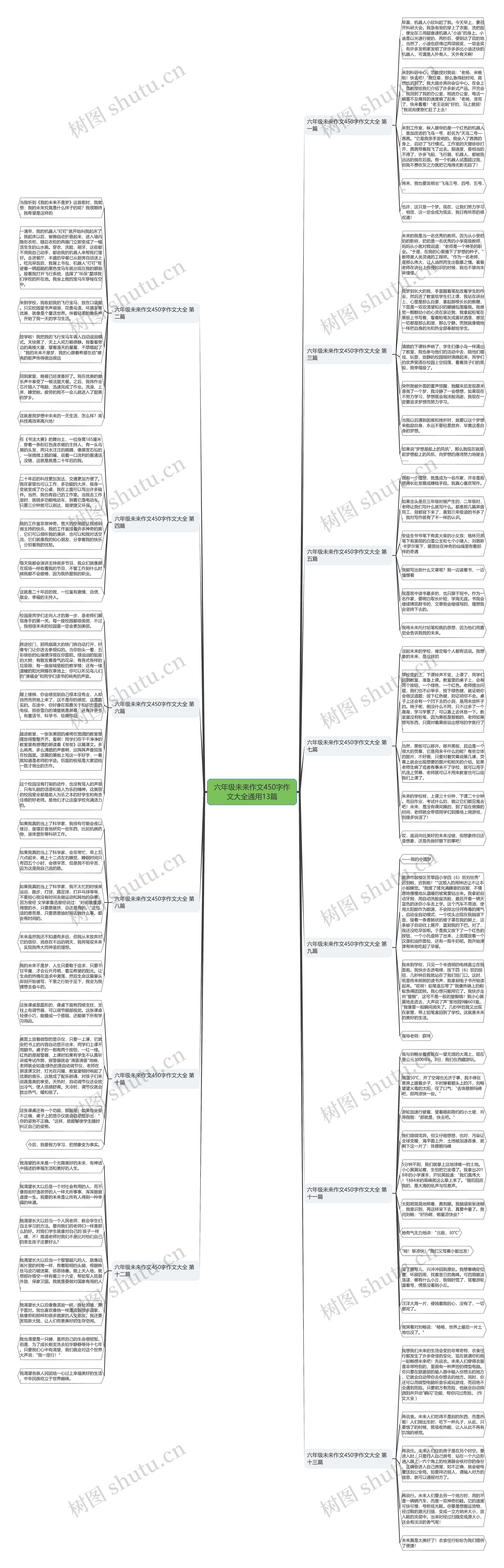 六年级未来作文450字作文大全通用13篇思维导图