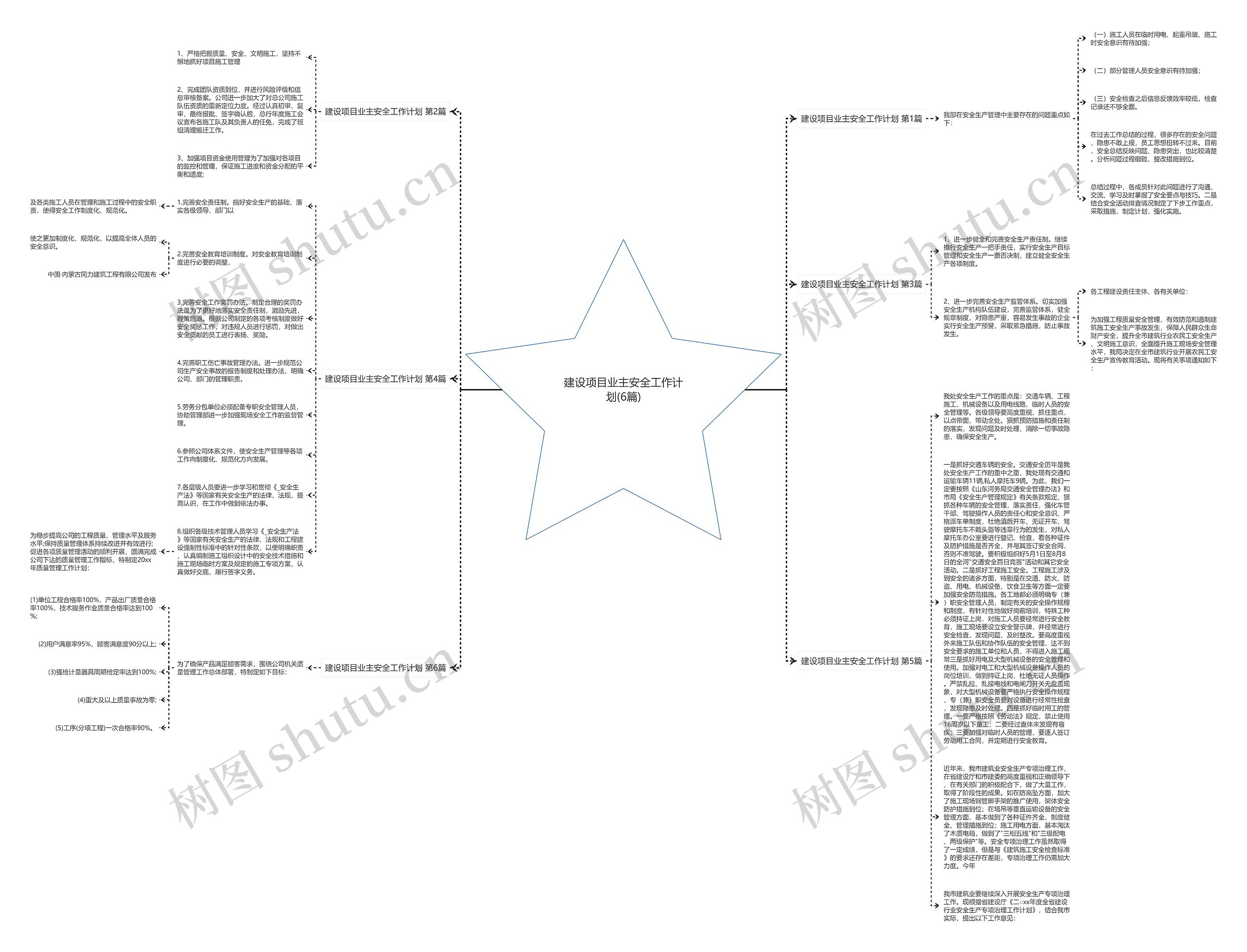 建设项目业主安全工作计划(6篇)思维导图
