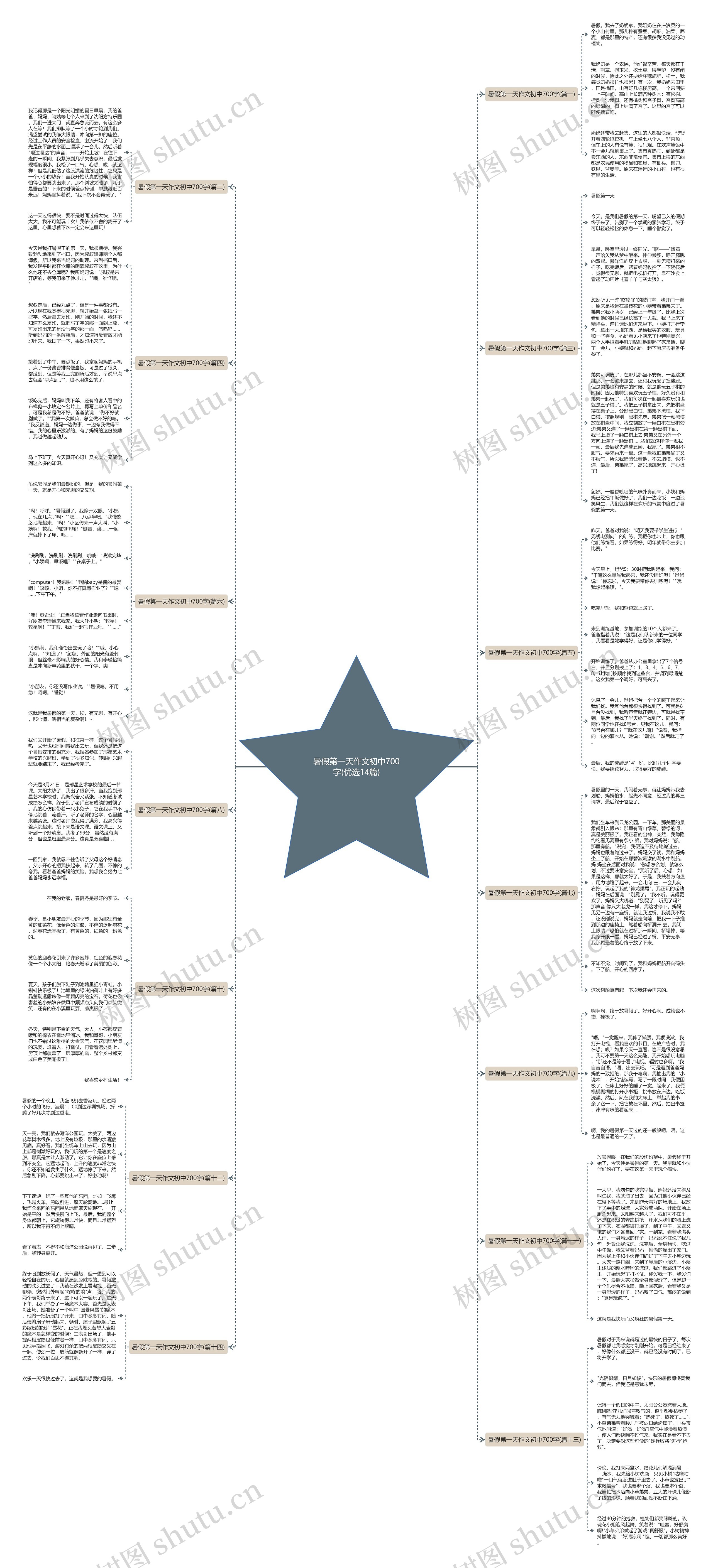 暑假第一天作文初中700字(优选14篇)思维导图