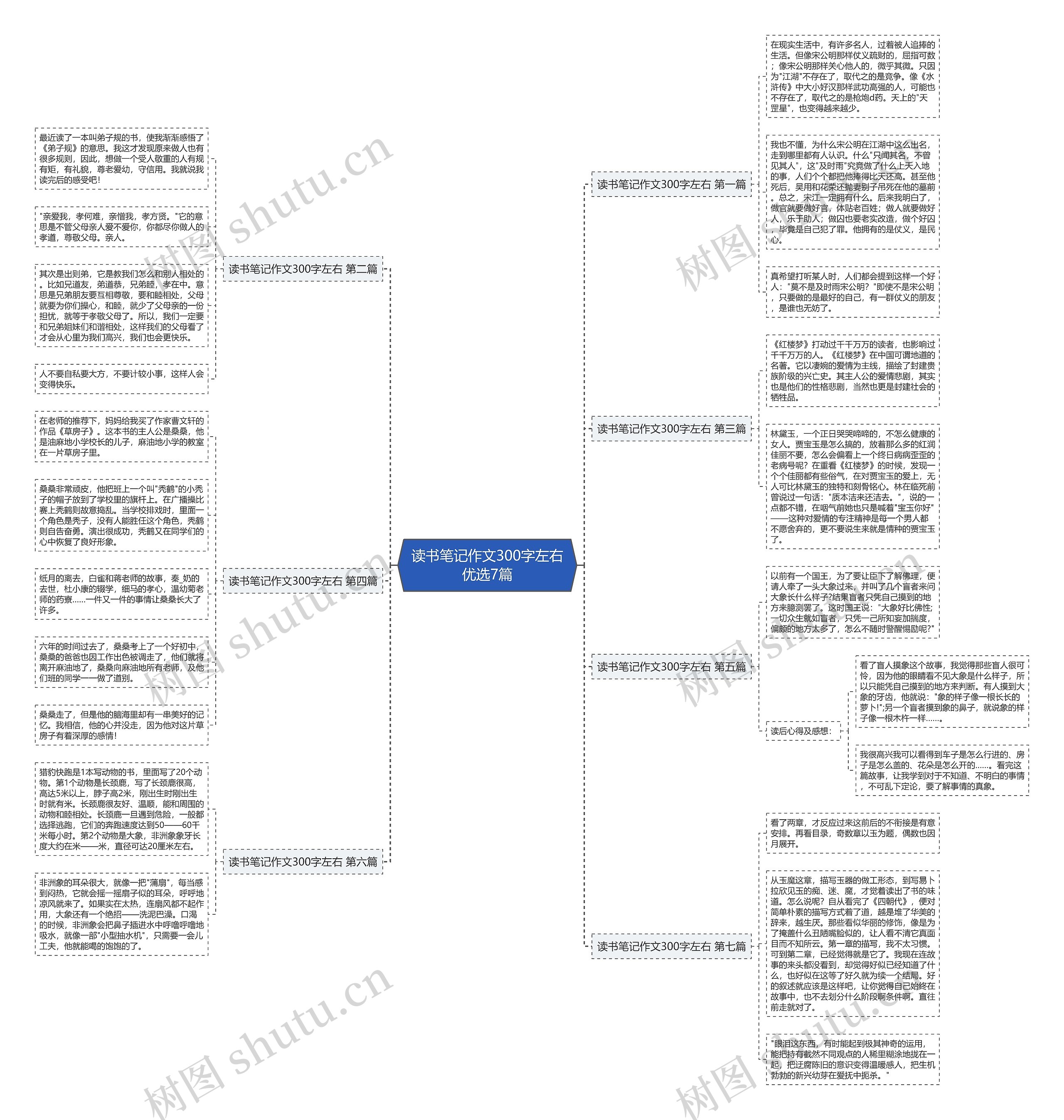 读书笔记作文300字左右优选7篇思维导图