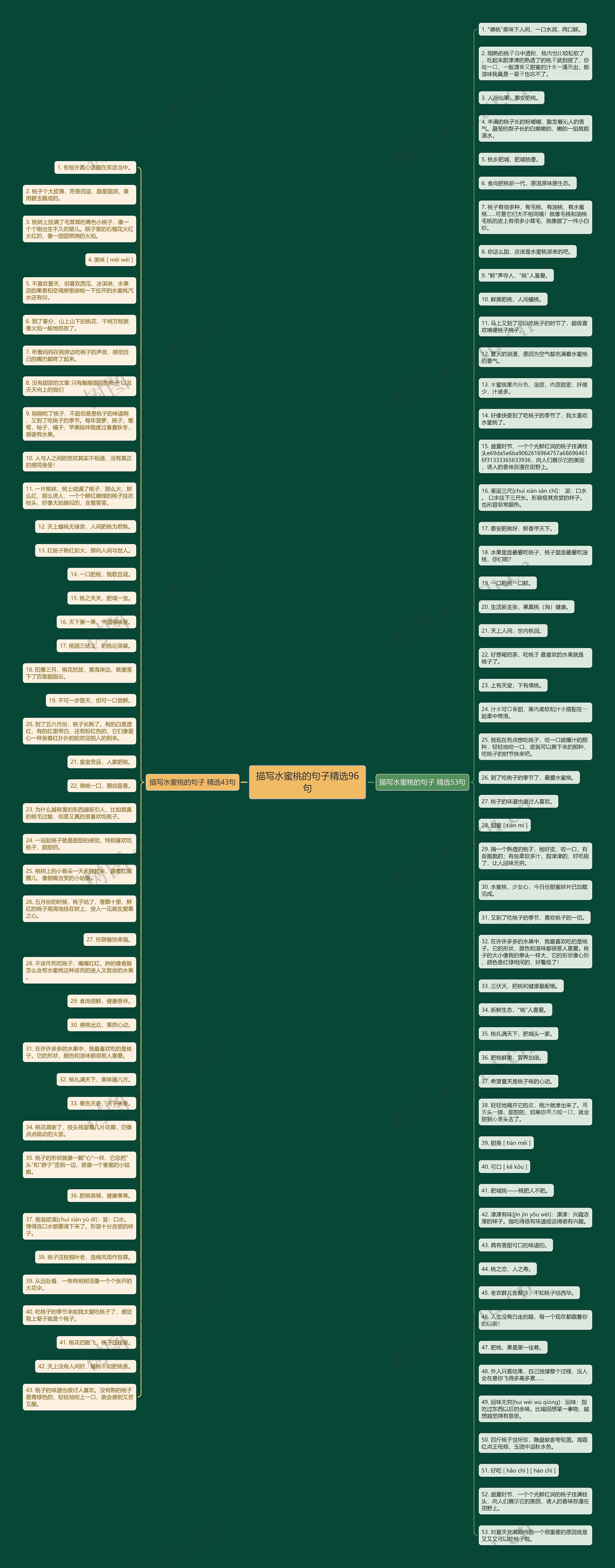 描写水蜜桃的句子精选96句思维导图