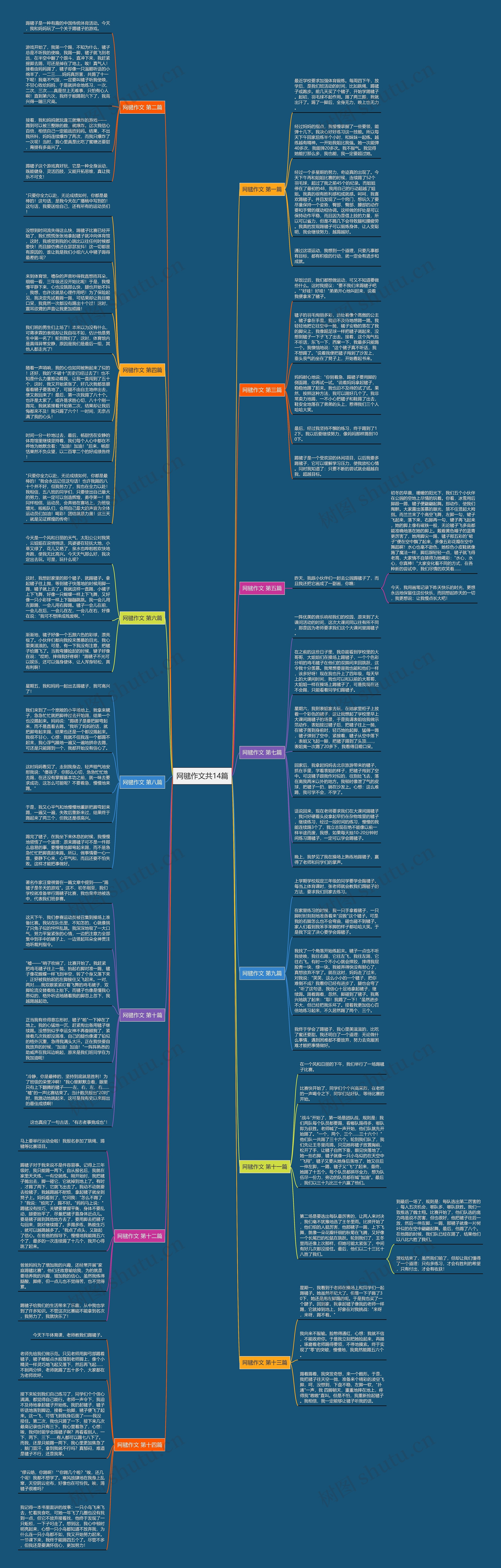 网毽作文共14篇思维导图