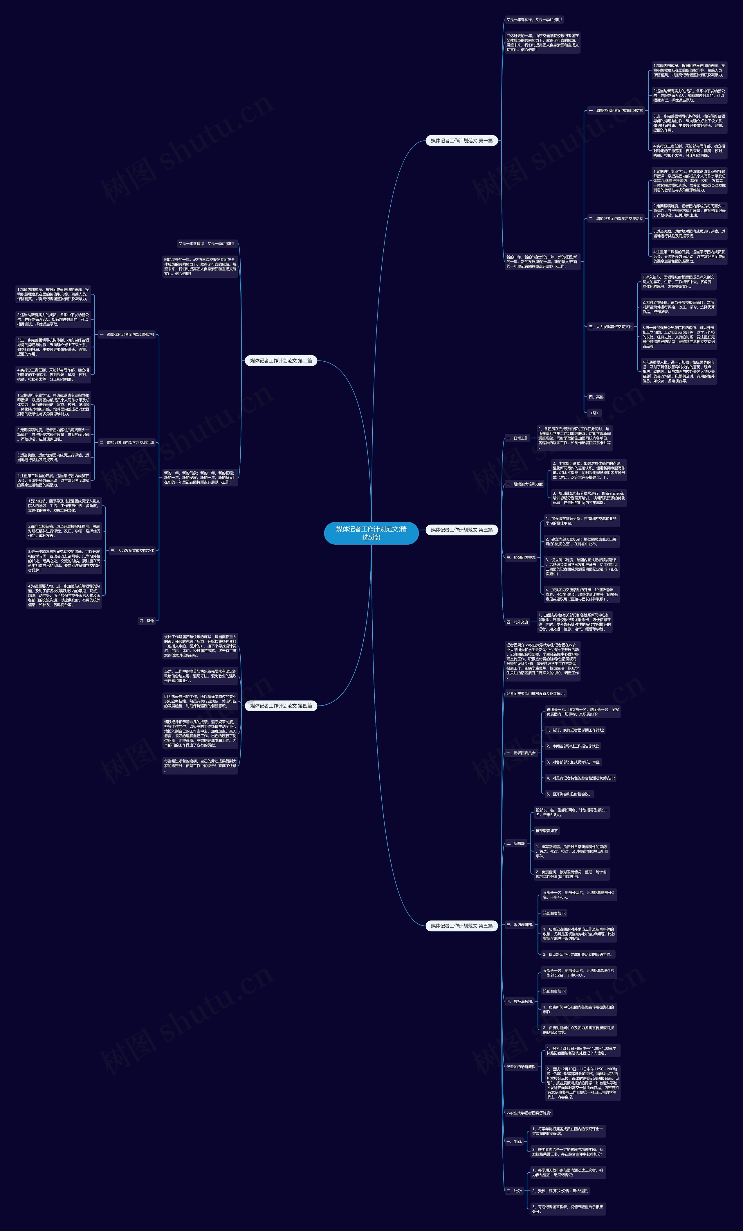 媒体记者工作计划范文(精选5篇)思维导图