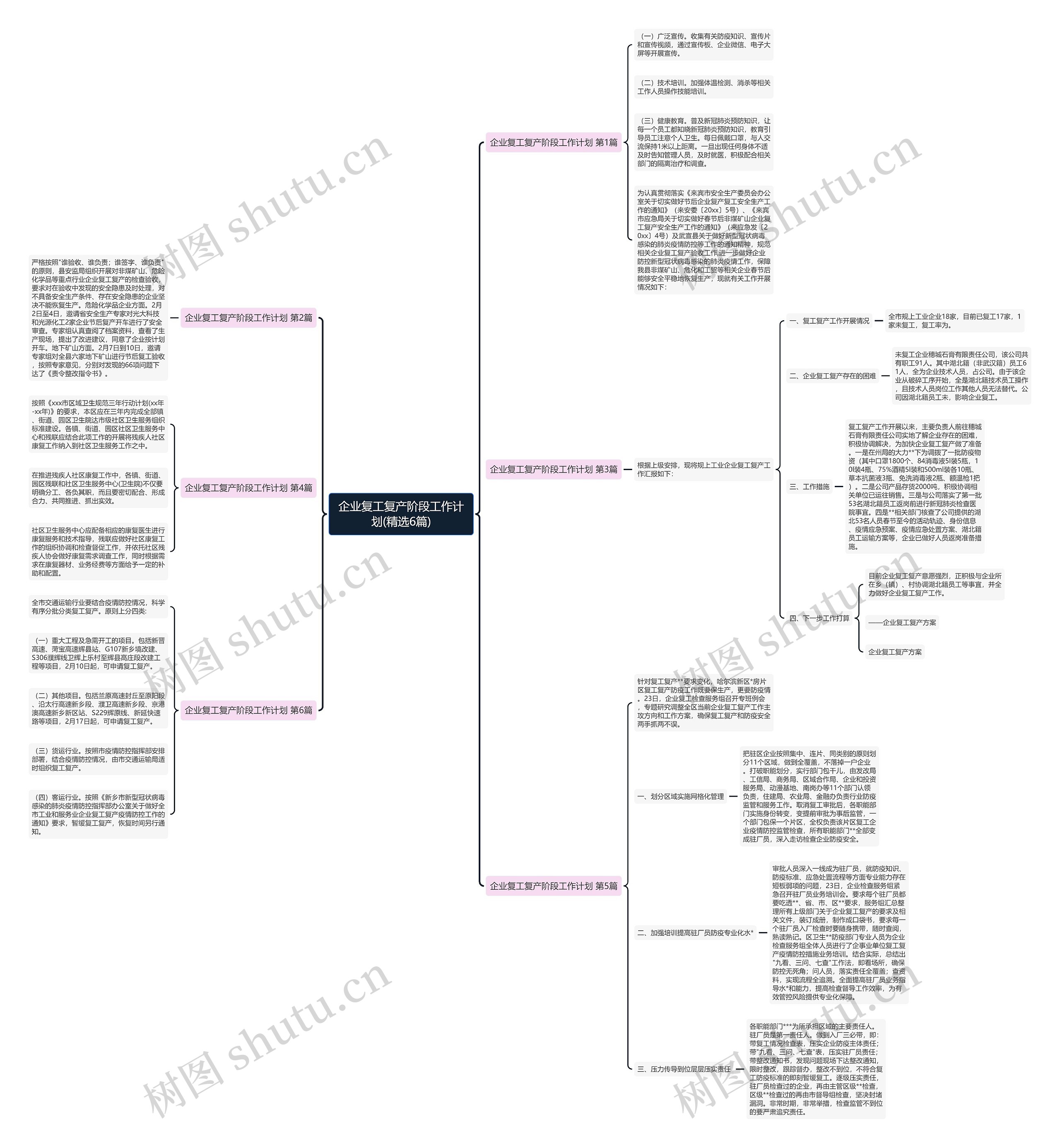 企业复工复产阶段工作计划(精选6篇)思维导图